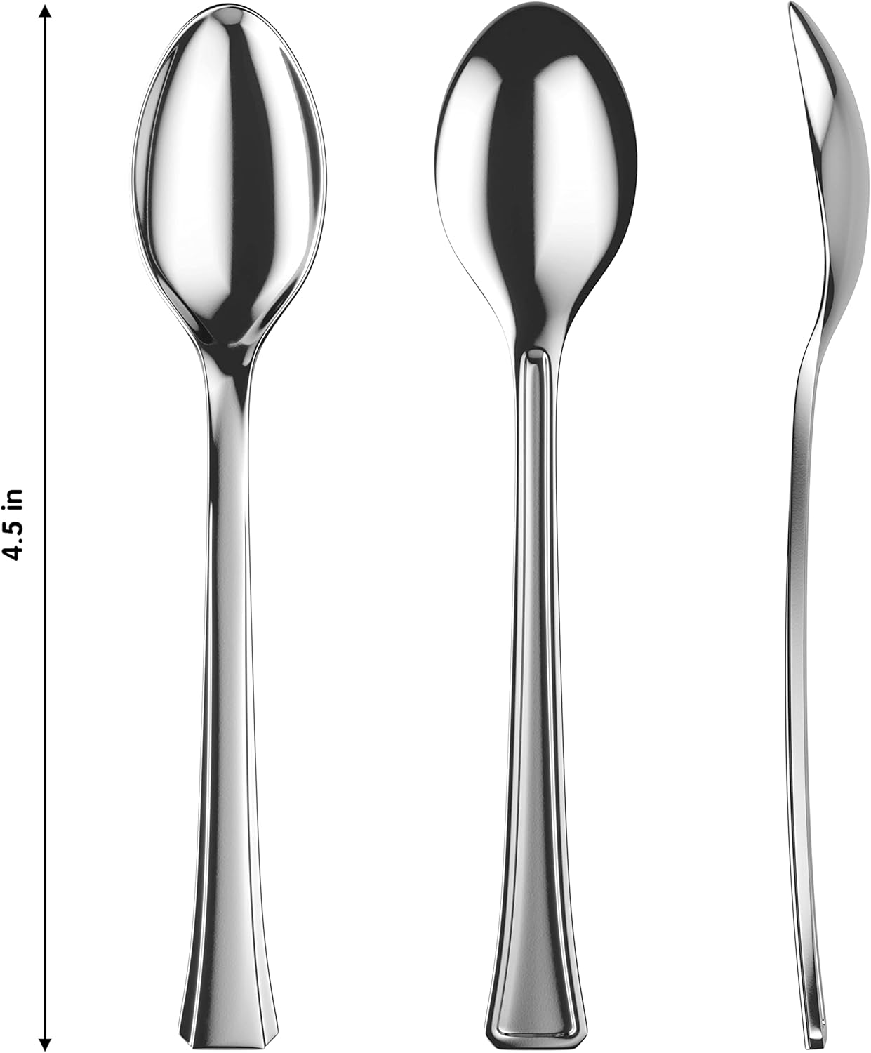 Mini Dessert Spoons - Bulk Pack of 200 Mini Silver Disposable Spoons - 4 Inch Plastic - Bpa Free - Food Safe