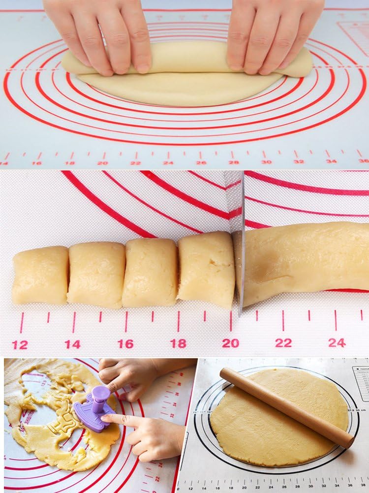 Silicone Baking Mats Set of 2,Large 23.62" x 15.74" Small 11.41" x 10.23",Non Stick Non Skid Pastry-Mat with Measurements (Black)