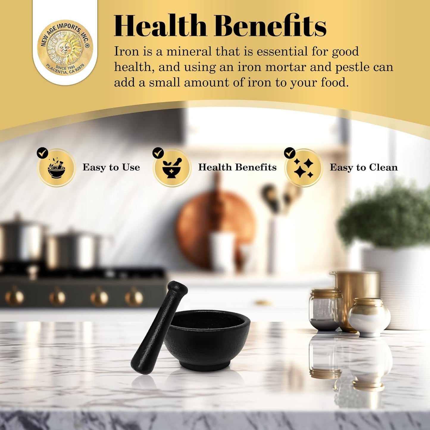 Cast Iron Cauldron Mortar and Pestle Set (MP1- Cast Iron MP 3")