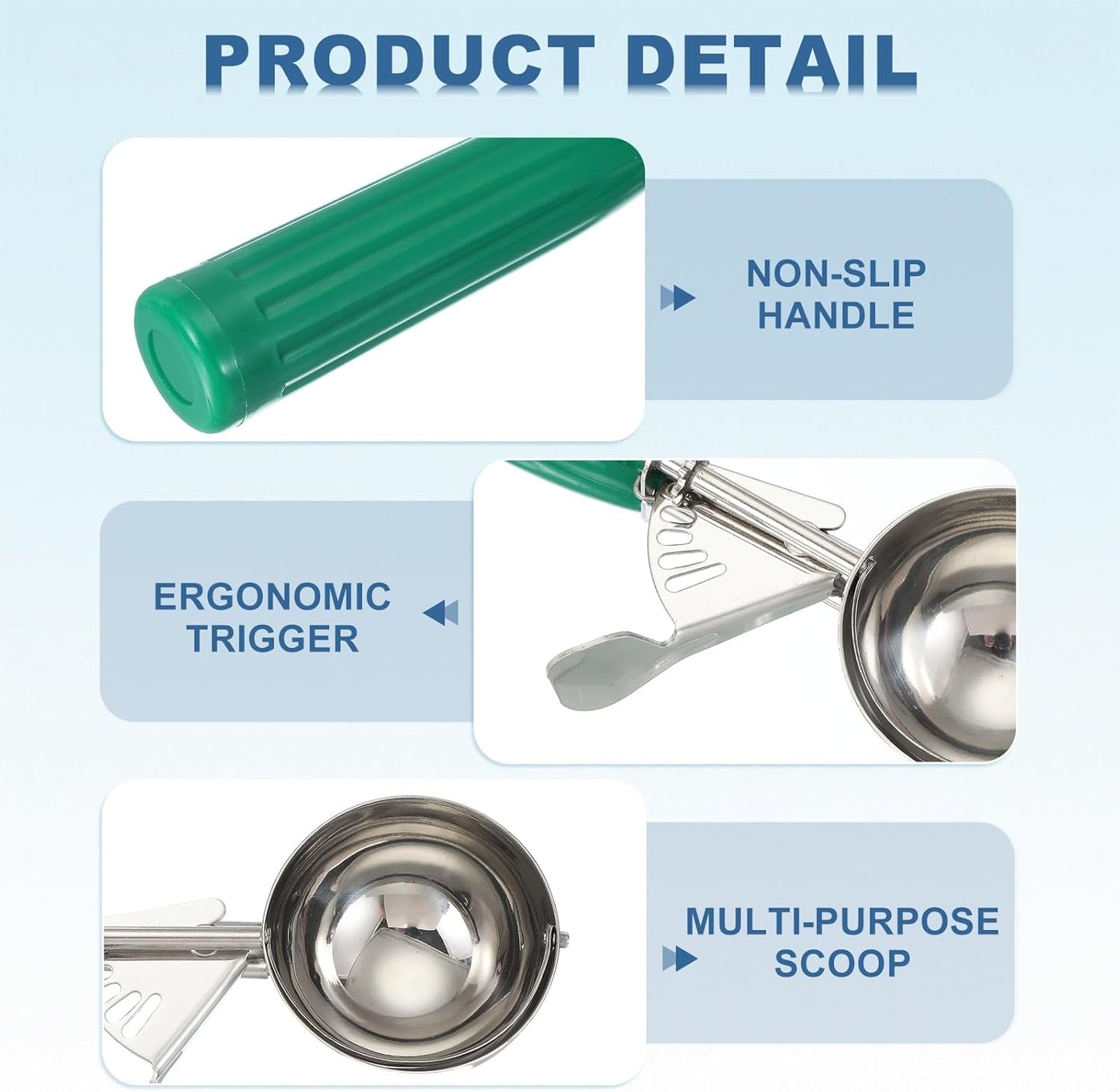 uxcell 2 Pcs Cookie Scoops, Ice Cream Scoop with Trigger for Baking Cookie Dough Rice Pudding Kitchen Gadget, Green