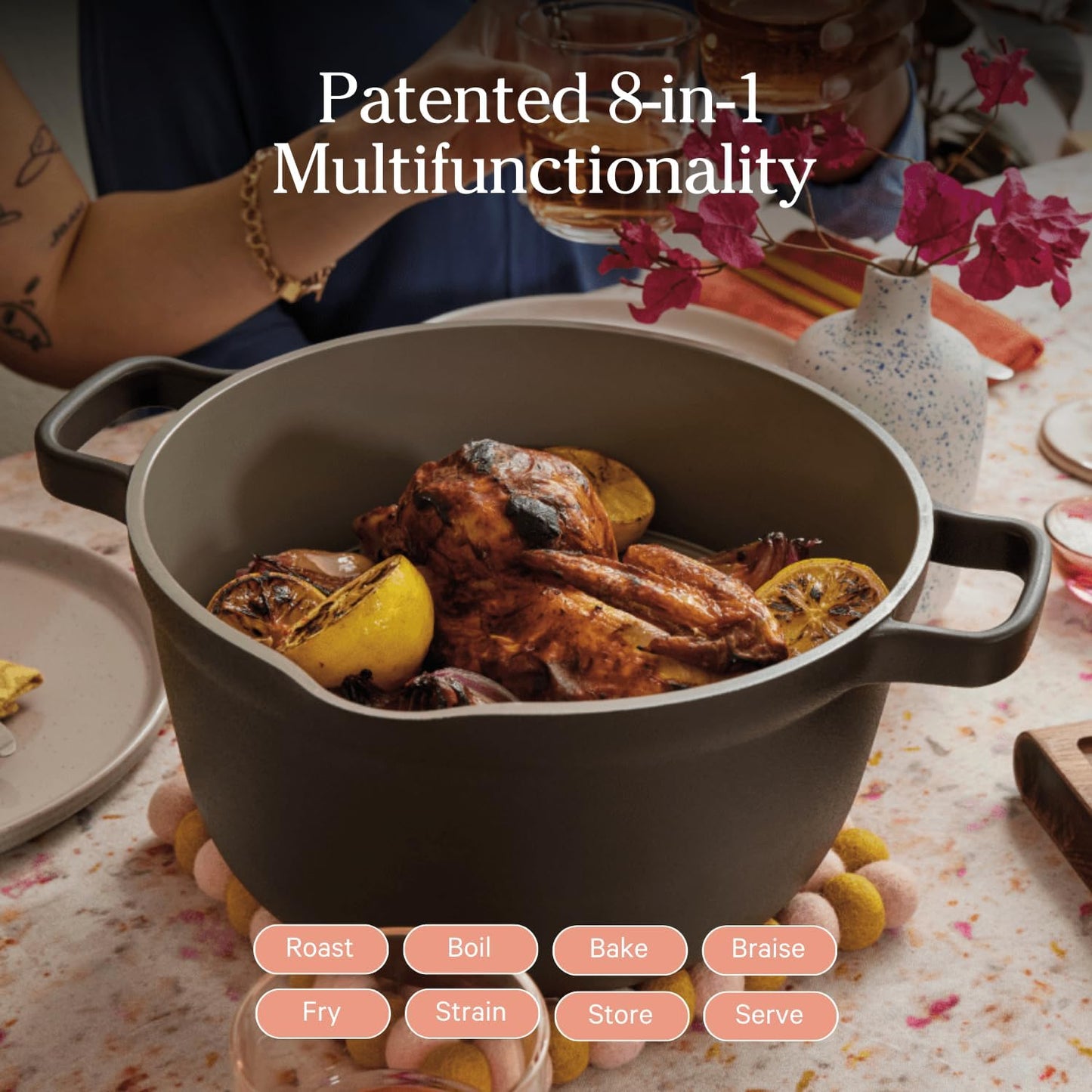 Our Place Perfect Pot - 5.5 Qt. Nonstick Ceramic Sauce Pan with Lid | Versatile Cookware for Stovetop and Oven | Steam, Bake, Braise, Roast | PTFE and PFOA-Free | Toxin-Free, Easy to Clean | Sage