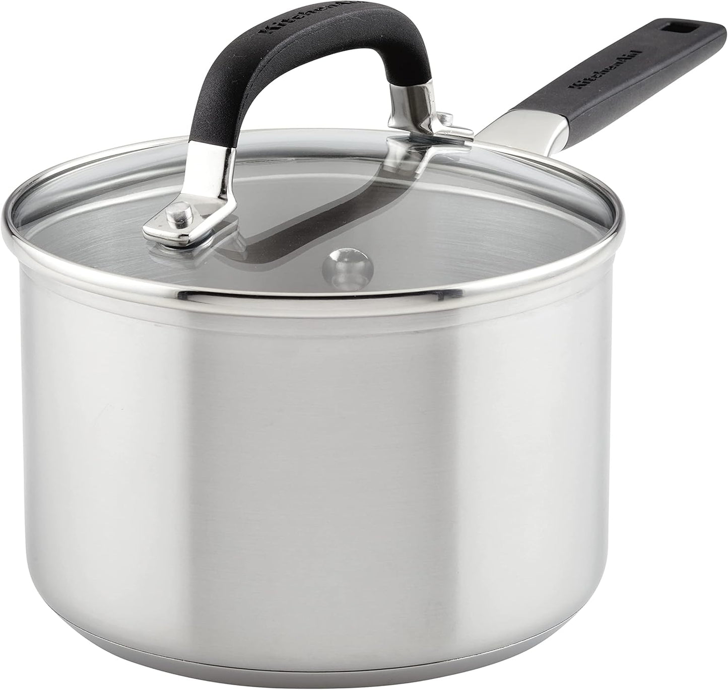 KitchenAid 71020 Stainless Steel Saucepan with Measuring Marks and Lid, 2 Quart - Brushed Stainless Steel
