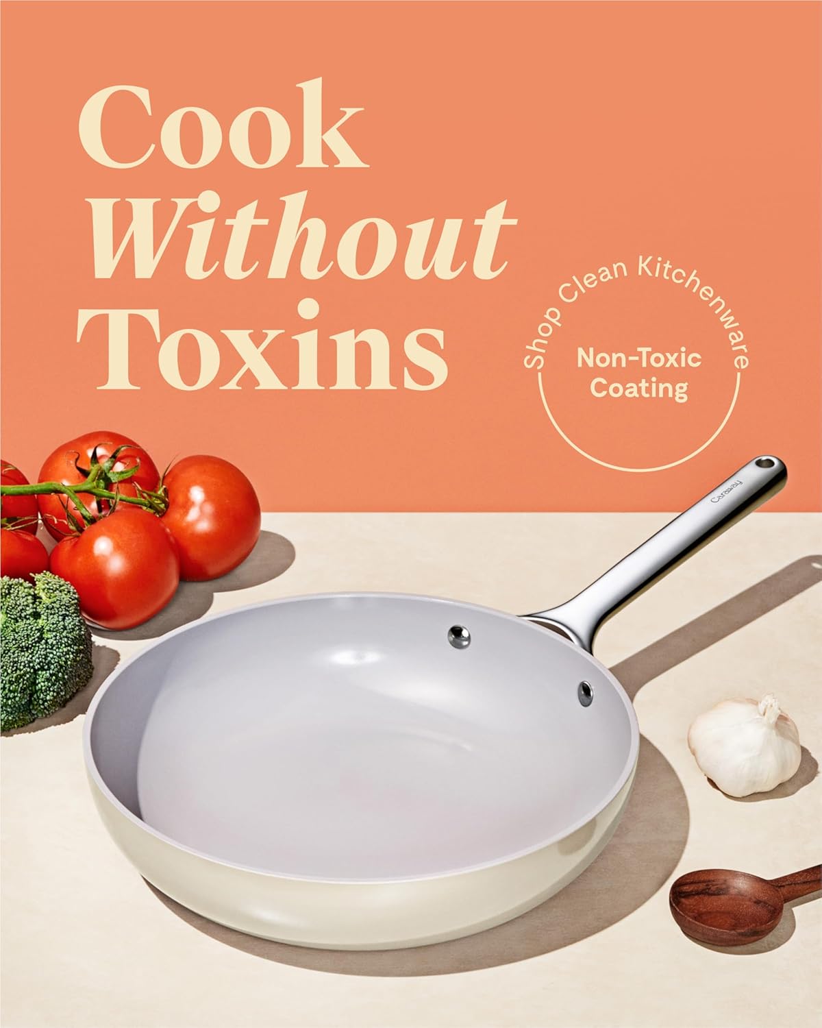 Caraway Nonstick Ceramic Frying Pan (2.7 qt, 10.5") - Non Toxic, PTFE & PFOA Free - Oven Safe & Compatible with All Stovetops (Gas, Electric & Induction) - Gray