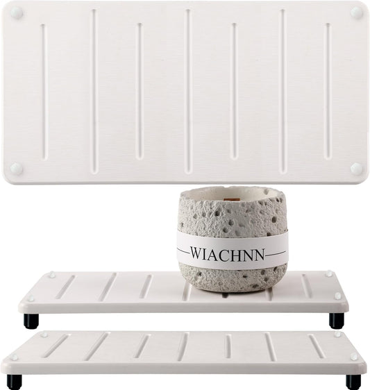 2PCS Water Absorbing Stone Drying Mat for Bathroom Sink & Kitchen Counter Organizer, Instant Dry Soap Dispenser Sponge Holder, Sink Caddy, Vanity Tray (10"x5"-White)