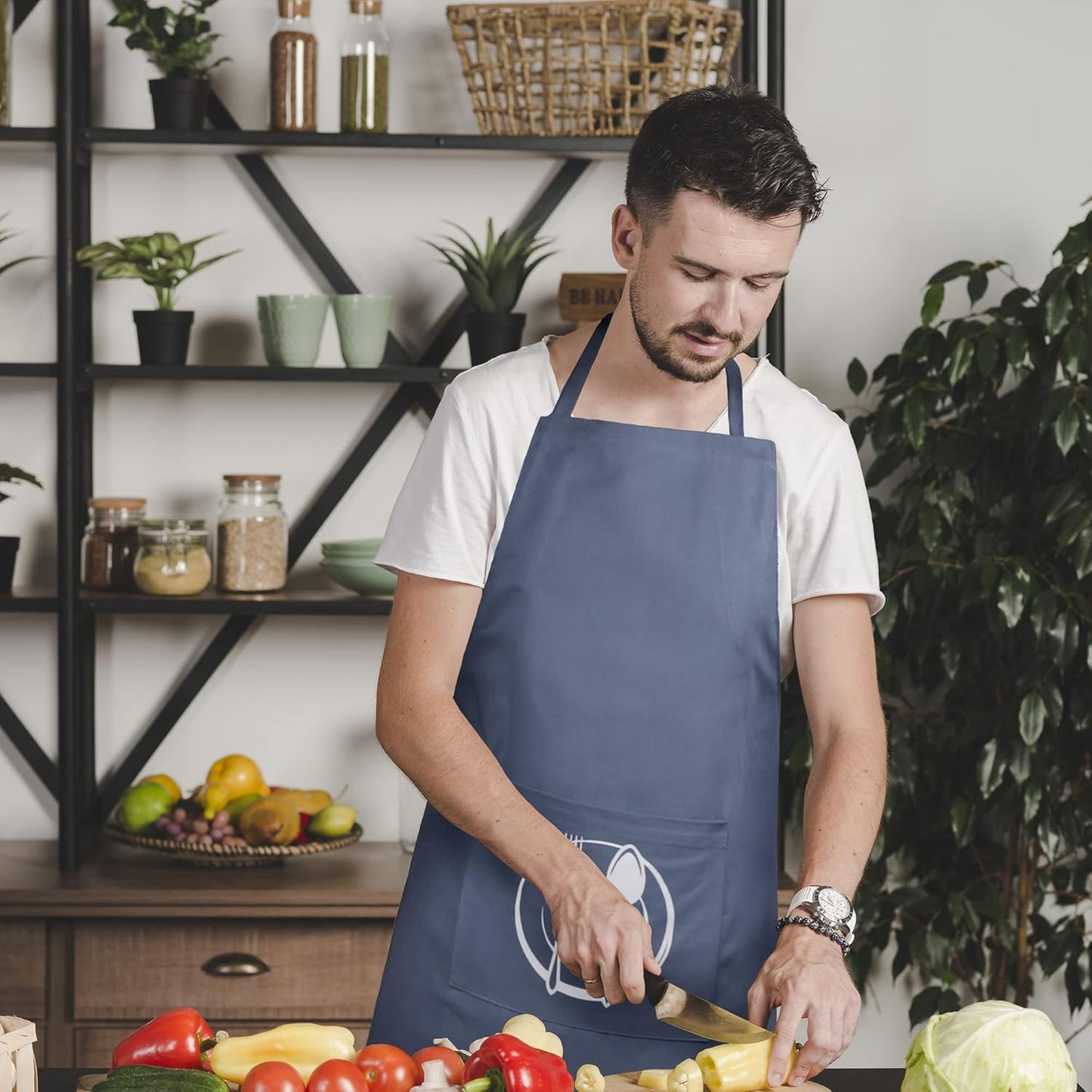 Urban Villa Unisex Apron with Printed Pockets Heavier Quality Everyday Use Over Sized 24 by 36 inches