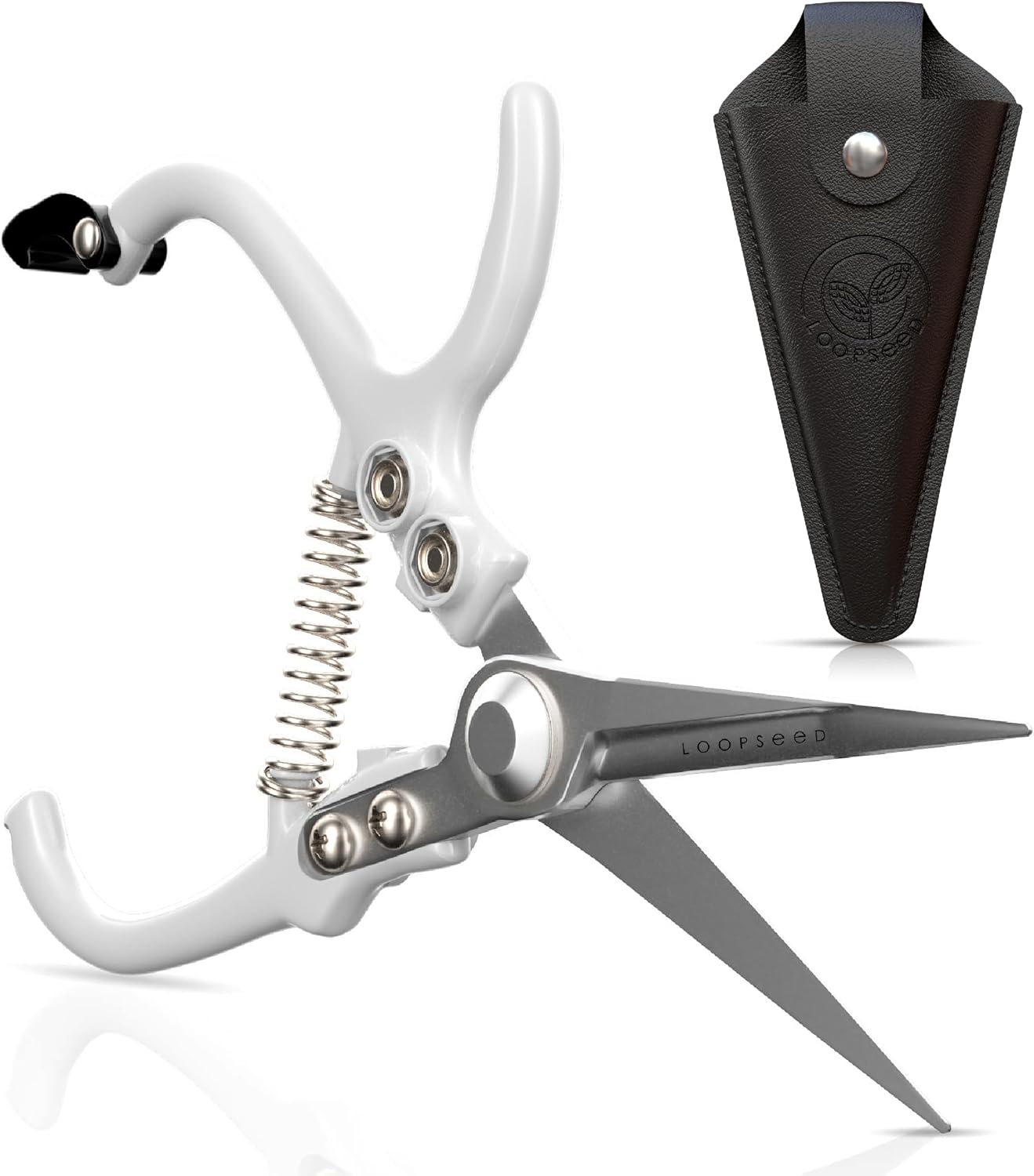 Plant Pruning Shears with Vegan Leather Sheath Garden Trimming Scissors with Belt Holster Bonsai Trimmers Herb Snips Flower Clippers Garden Tools 2 Piece Bundle (White & Black)