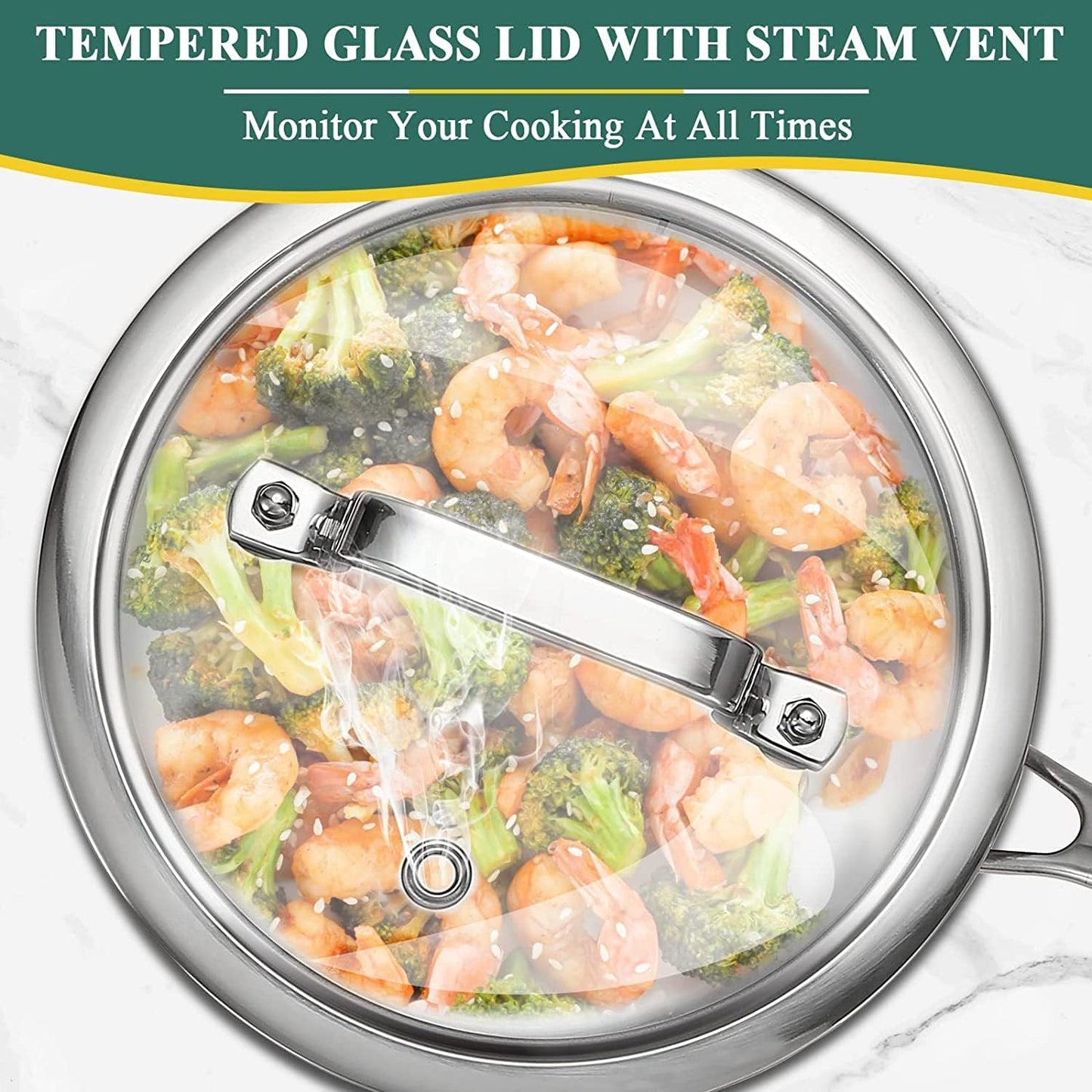 DELARLO Whole Body Tri-Ply Stainless Steel 3 Quart Saucepan with Lid, Oven Safe 600℉, Heavy Duty Saucier Pan 3 Quart, Fast and Even Heat, Kitchen and Dining Sauce Pot, Induction Pot(Lids 300℉)