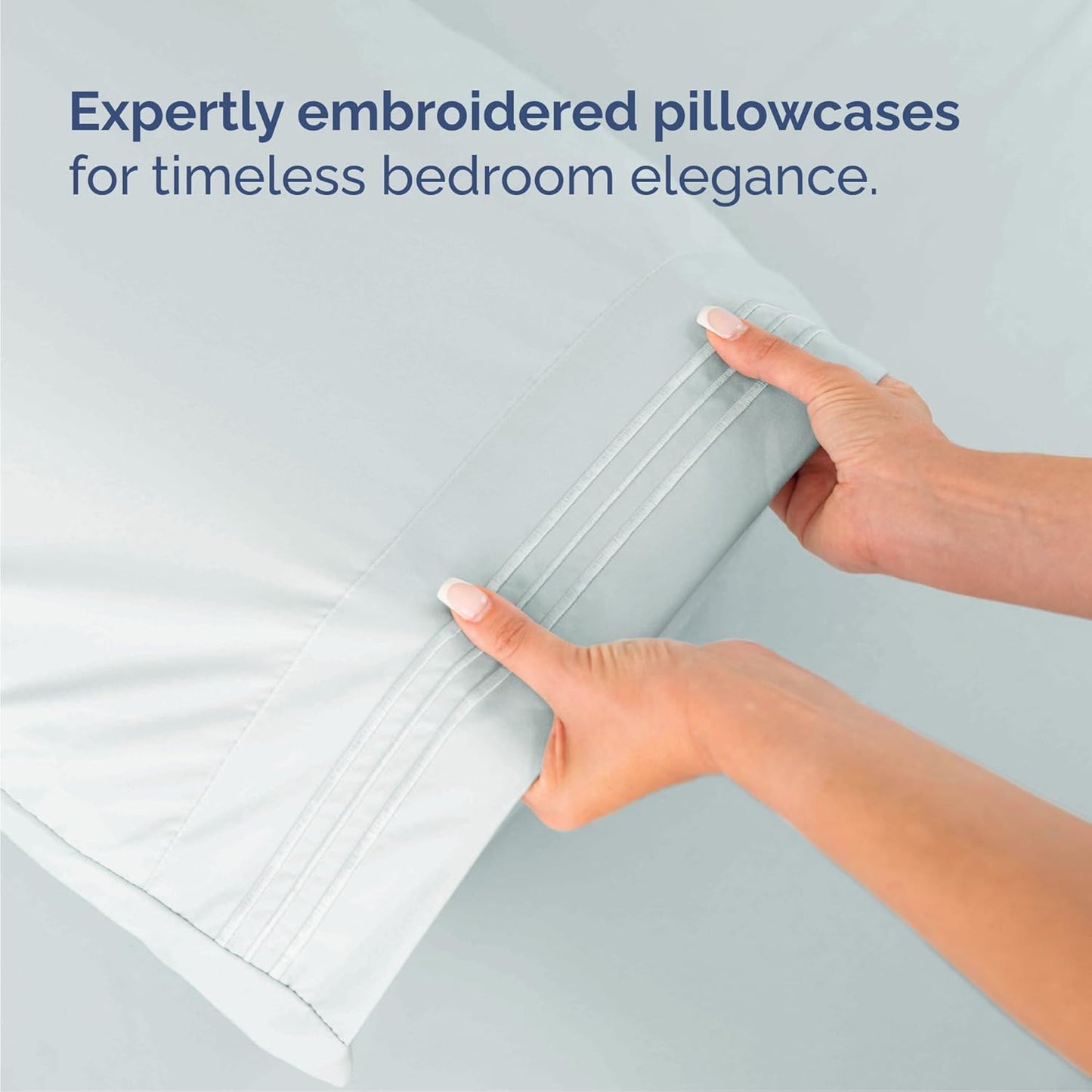 Cal King Size 4 Piece Sheet Set - Comfy Breathable & Cooling Bed Sheets Set - Hotel Luxury Bedding for Women, Men, Kids, Teens, Boys & Girls - Deep Pockets, Soft, Wrinkle Free - Oeko-Tex - Ice Blue