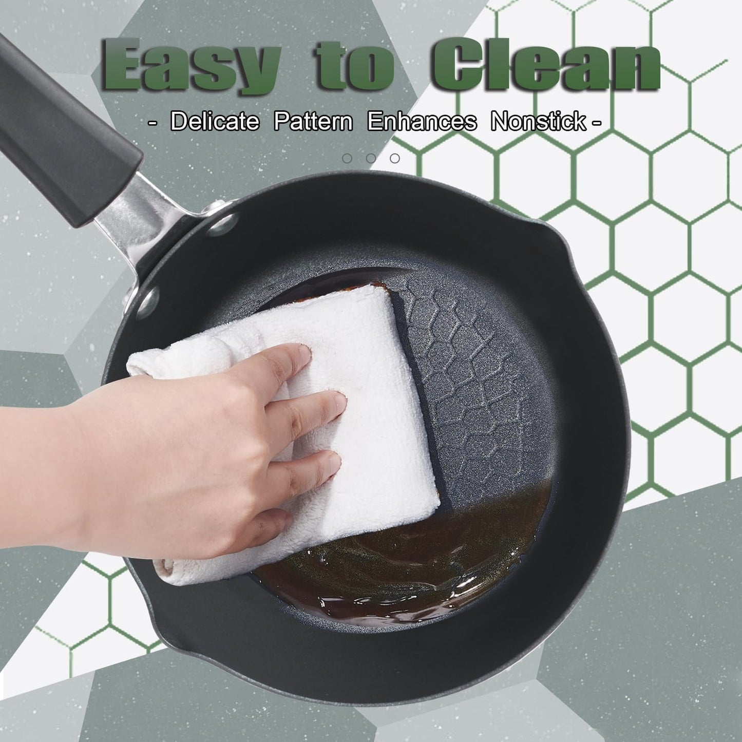 Nonstick Small Sauce Pan with Lid, 1.25 Quart and 1.75 Quart Sauce pan with Pour Spouts, Multipurpose Handy Little Saucepan with Stay Cool Handle, Small Pots for Cooking, Soups, Noodles, Milk