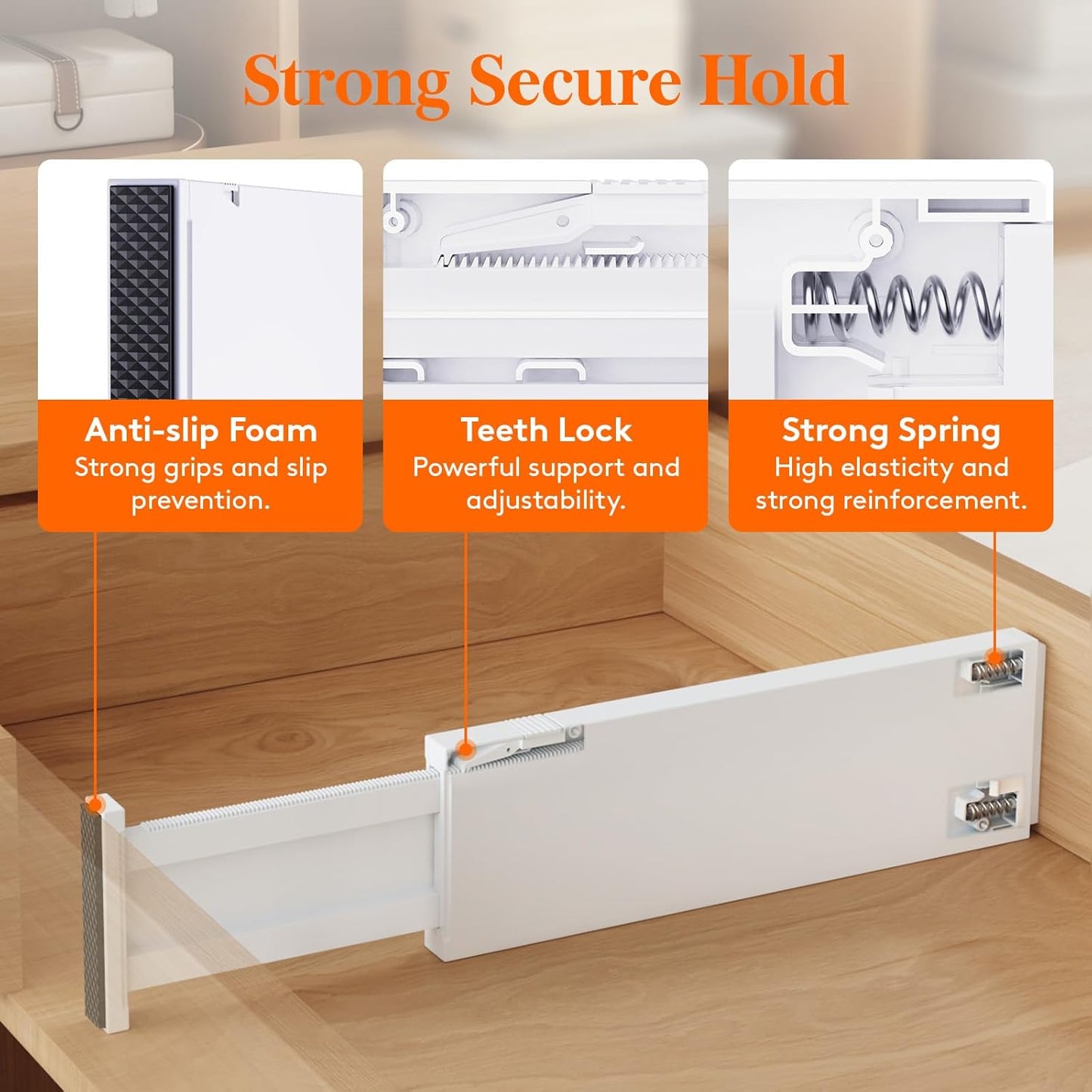 Lifewit 5 Pack Drawer Dividers Plastic 4" High, 13.5-22" Adjustable Drawer Organizers for Clothes, Expandable Dresser Separators in Bedroom/Bathroom/Kitchen/Fridge/Office Organization and Storage