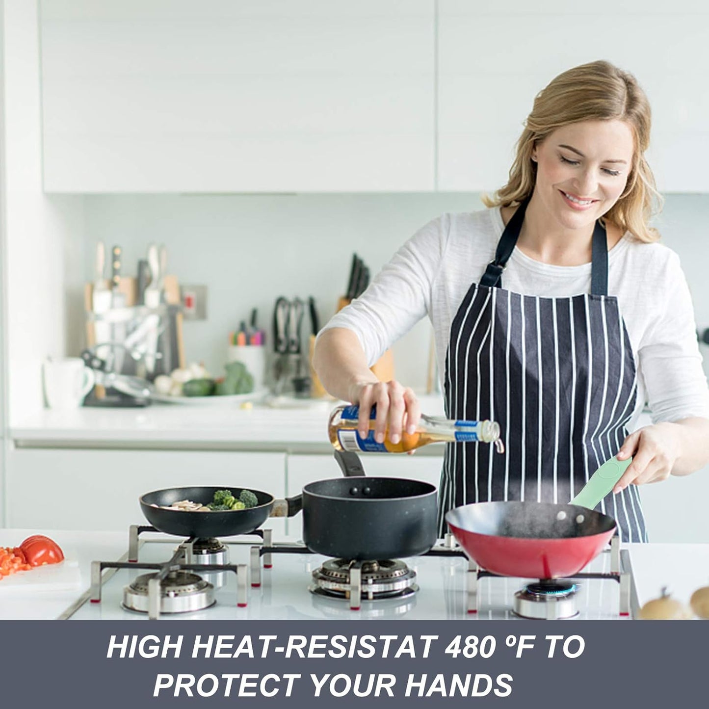 Silicone Hot Handle Holder - Potholder for Cast Iron Skillets & Frying Pans - Heat Resistant Sleeve Grip Handle Cover, Red, Black, Blue, Green