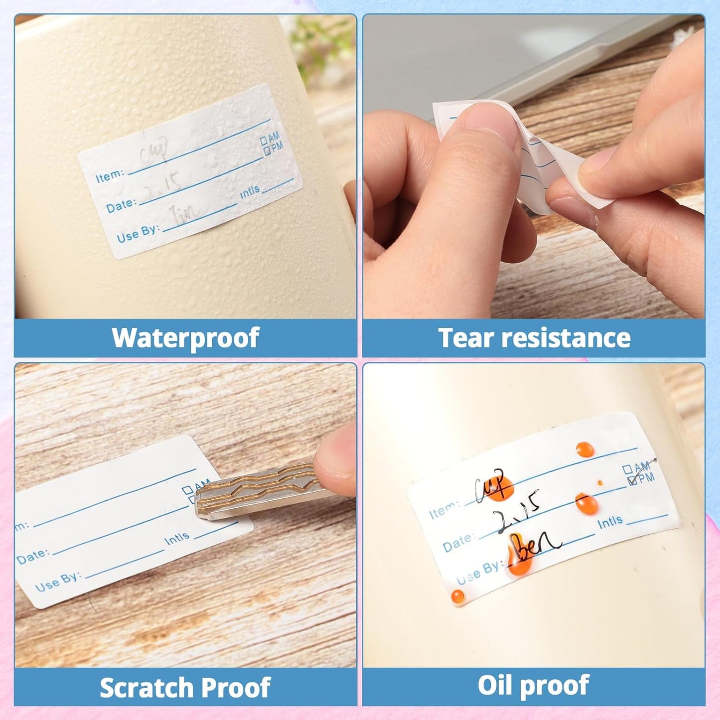 8 Rolls 4000 Pieces Removable Food Labels, 1 x 2 Inch Date Stickers for Freezer, Refrigerator Food Containers - Easy to Write On