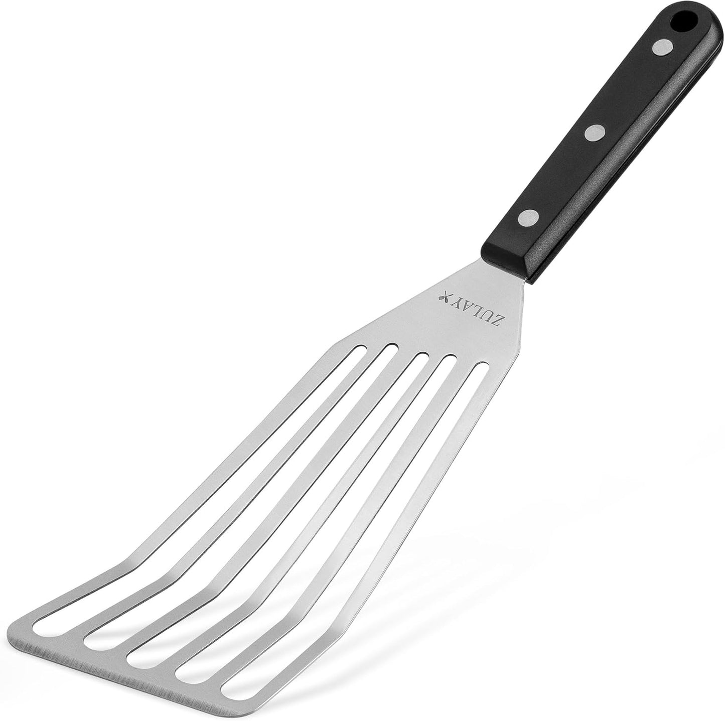 Zulay Kitchen Fish Spatula Stainless Steel - Spatulas for Non-Stick Cookware - Slotted Stainless Spatula - Easy to Clean Turner 12.4