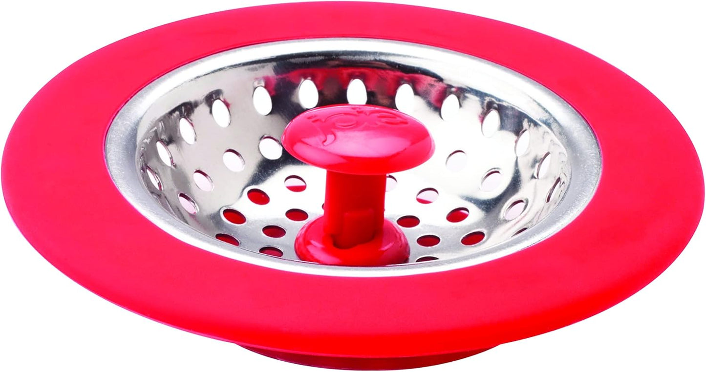 MSC International Black or Red Joie Kitchen Sink Stopper and Strainer Basket, Stainless Steel and Plastic