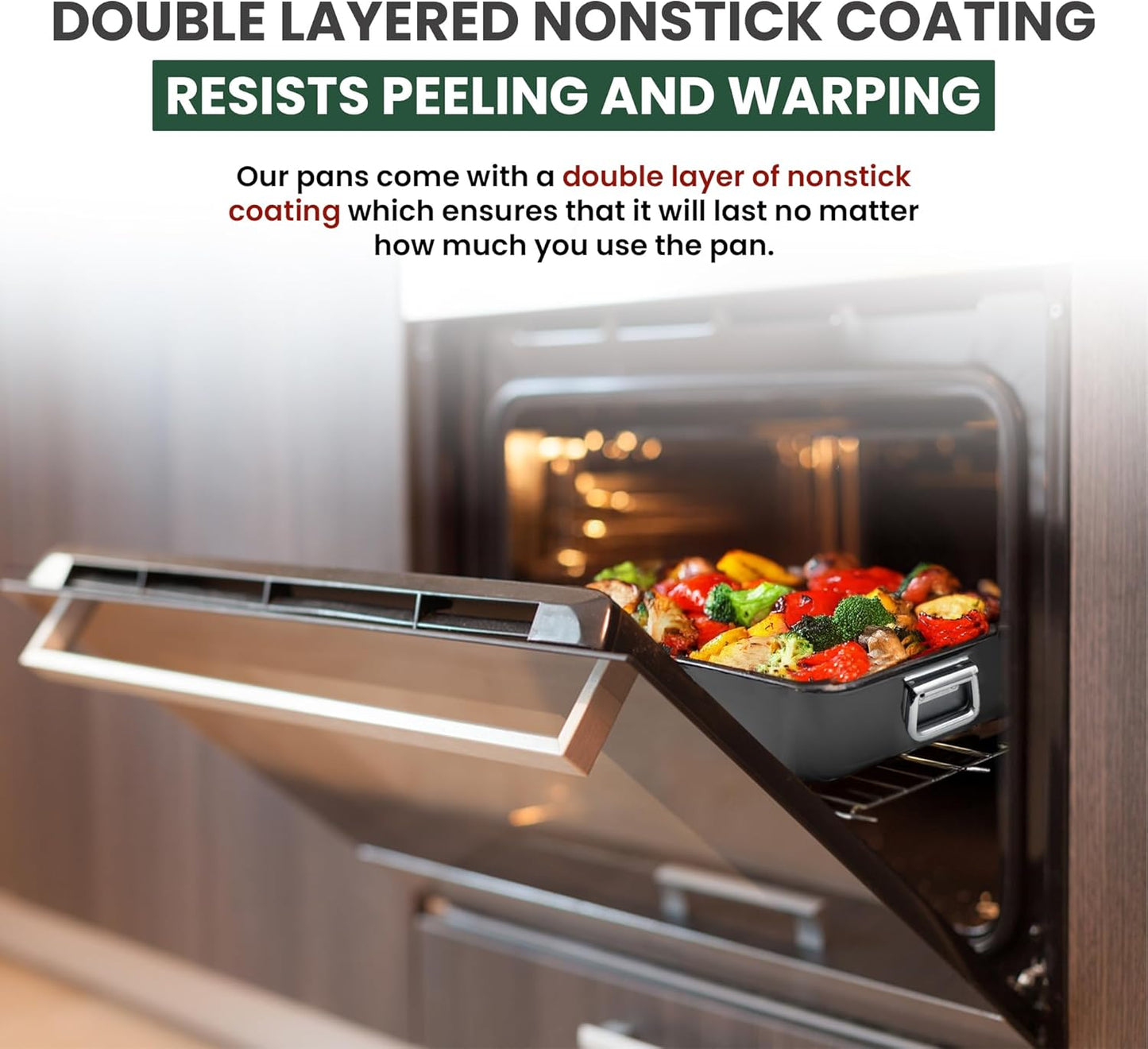 Large Lasagna Pan 12” x 16” - Heavy-Duty Nonstick Casserole Dishes for Oven - Convenient Deep Lasagna Baking Dish With Foldable Handles - Casserole Dish Is Dishwasher Safe and Perfect for Any Meal