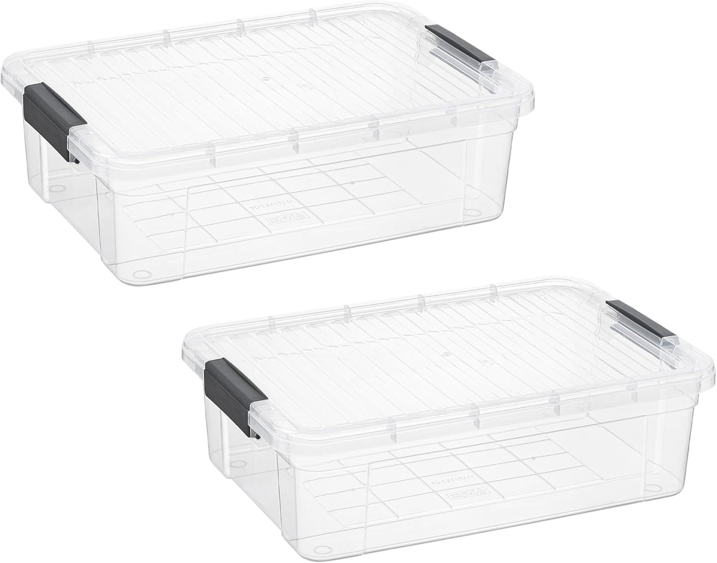 Superio Storage Bins with Lids, Clear Plastic Containers for Organizing, Stackable Totes, BPA Free, Odor Free, Organizer Boxes for Home, and Dorm (2 Pack, 13.7 Qt)