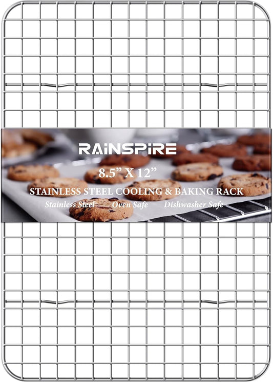Rainspire Cooling Rack Stainless Steel, Heavy Duty Cooling Racks for Cooking and Baking, Oven Safe Wire Rack for Cooking, Baking Rack for Oven Cooking Fits Quarter Sheet Pan (1, 8.5" x 12")