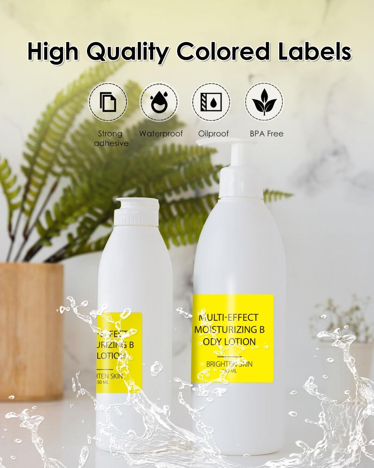 iEager Yellow Square Thermal Label Stickers, 2"x2" Self-Adhesive Square Direct Thermal Labels with Perforation Line, 500 Sheets/Roll