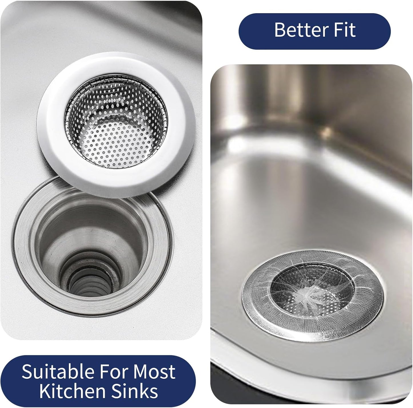 BATHRINS Kitchen Sink Drain Strainer Combination 100 Pieces of Sink Strainer Net Bags - Double Layered Design Makes It Easy for You to Clean The Sink Without Any Blockages