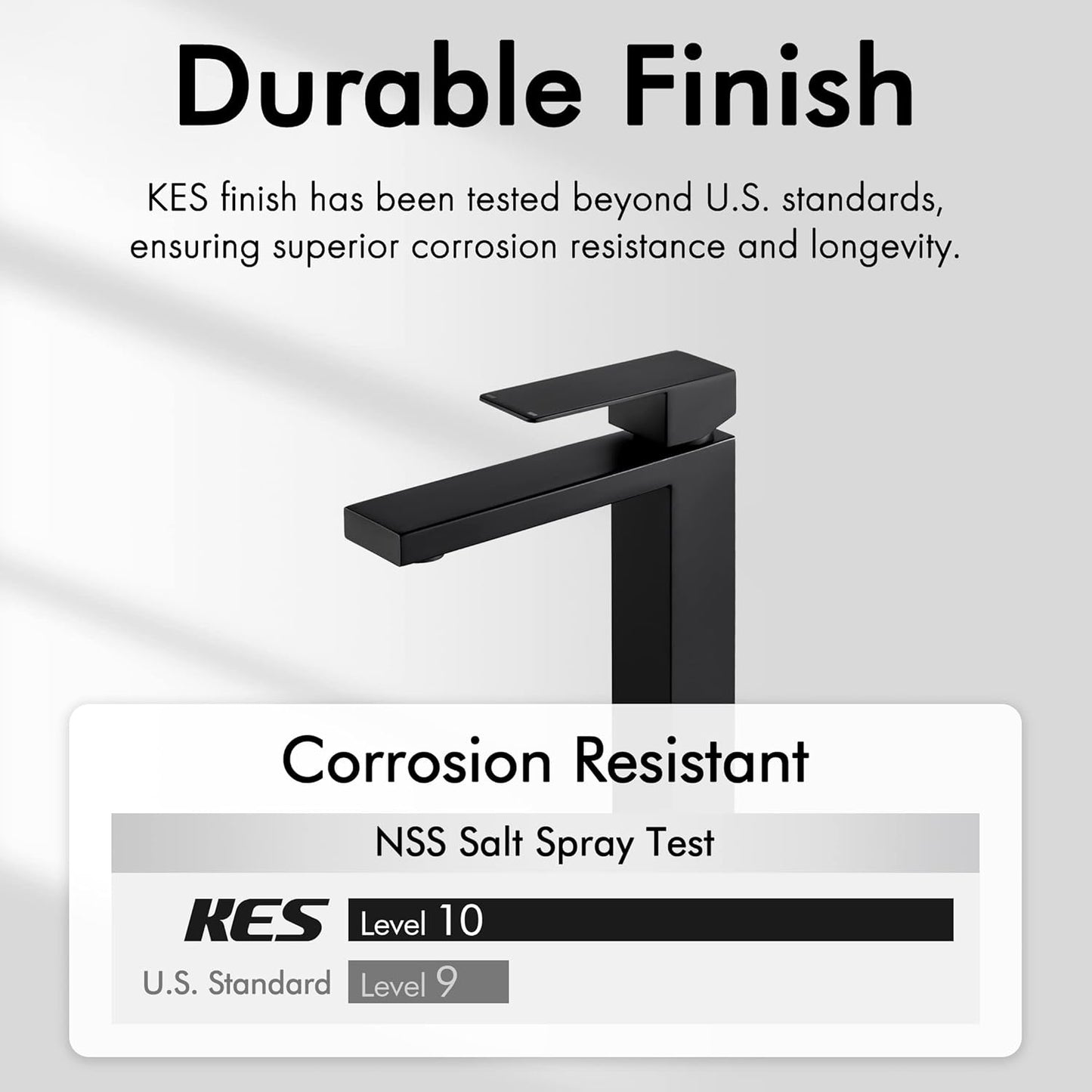 KES Vessel Sink Faucet and Drain Combo, Black Bathroom Faucets, Tall Faucets, All-Metal Pop Up Sink Drain NO Overflow, Matte Black, L3156BLFF12-BK-C2