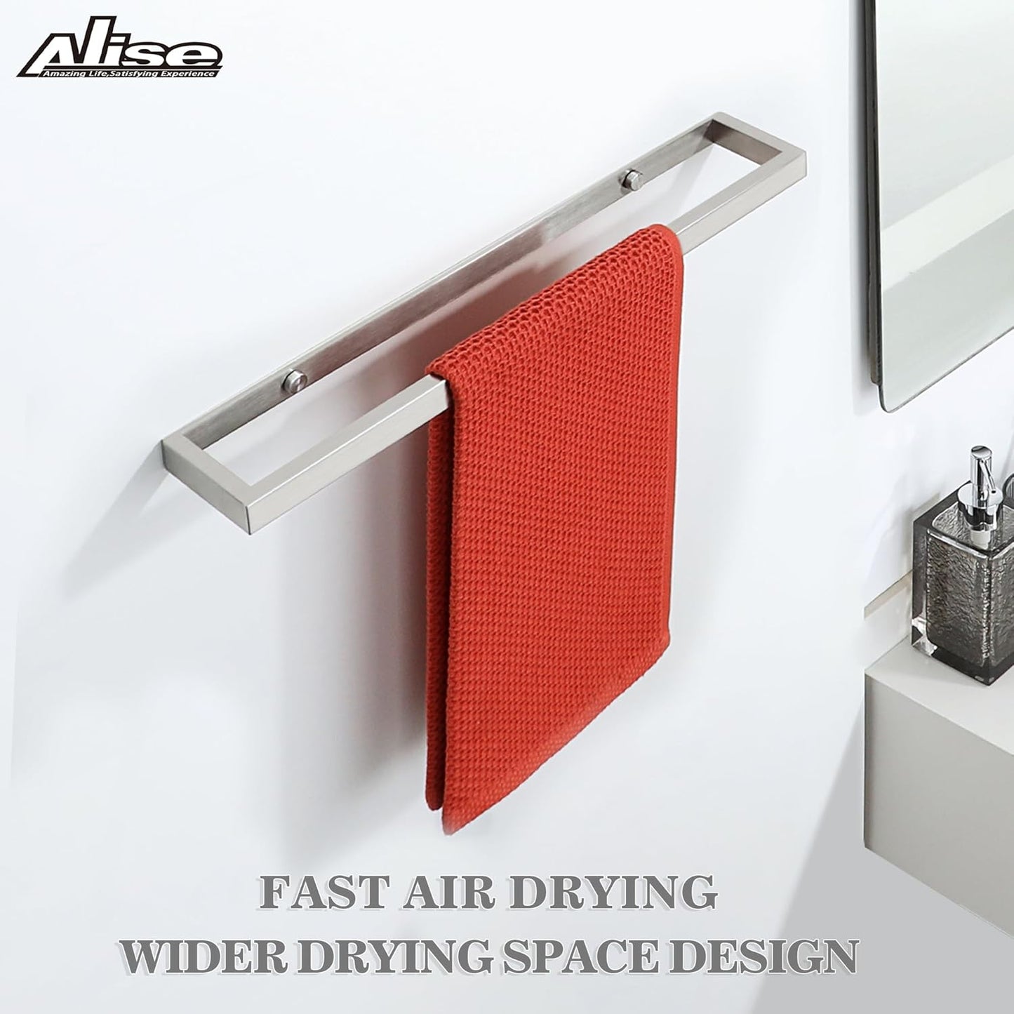 Alise Bath Towel Bar,Wall Mount Towel Holder Towel Rack Towel Hanger for Bathroom Lavatory,16 Inch SUS304 Stainless Steel Towel Rail,Brushed Finish GJF040-LS