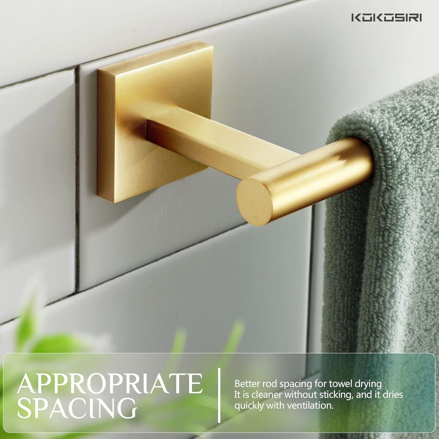KOKOSIRI Bathroom Towel Bar Gold Hand Towel Holders Wall Mount Screw in Toilet Kitchen Rail Stainless Steel Bath Accessories, B3008BG