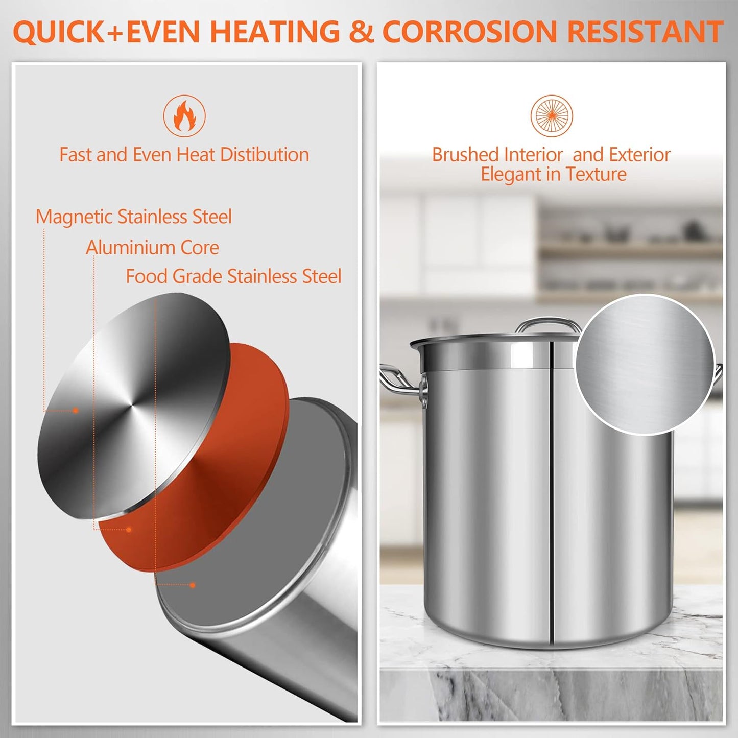 75 Quart Stainless Steel Stock Pot with Lid – Extra Large Commercial Cooking Pot for Soup, Stew, Seafood – Heavy Duty, Induction Ready – Perfect for Restaurants & Big Gatherings