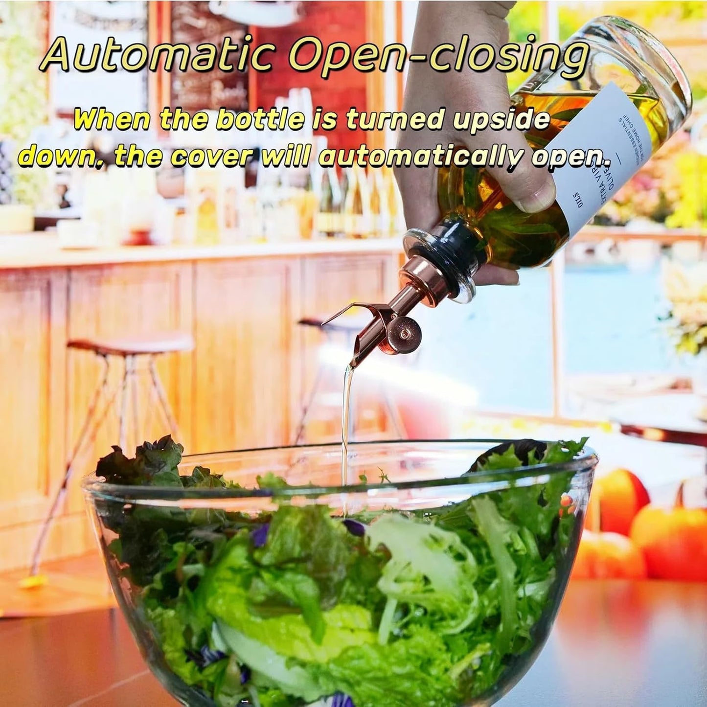 Olive Oil Dispenser Spout, Weighted Liquor Pour Spout, Syrup Dispenser Spout, Stainless Steel Automatic Pour Spouts for Liquor Bottles, Oil Bottles, Vinegar 8 Pack Rose Golden