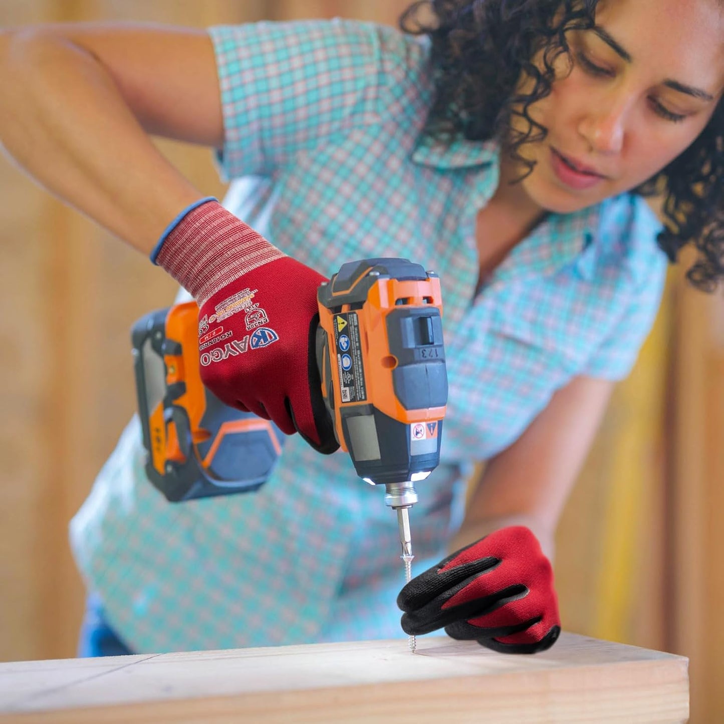 Safety Work Gloves MicroFoam Nitrile Coated-12 Pairs,KAYGO KG18NB,Seamless Knit Nylon Glove with Black Micro-Foam Nitrile Grip,Ideal for General Purpose,Automotive,Home Improvement,Red