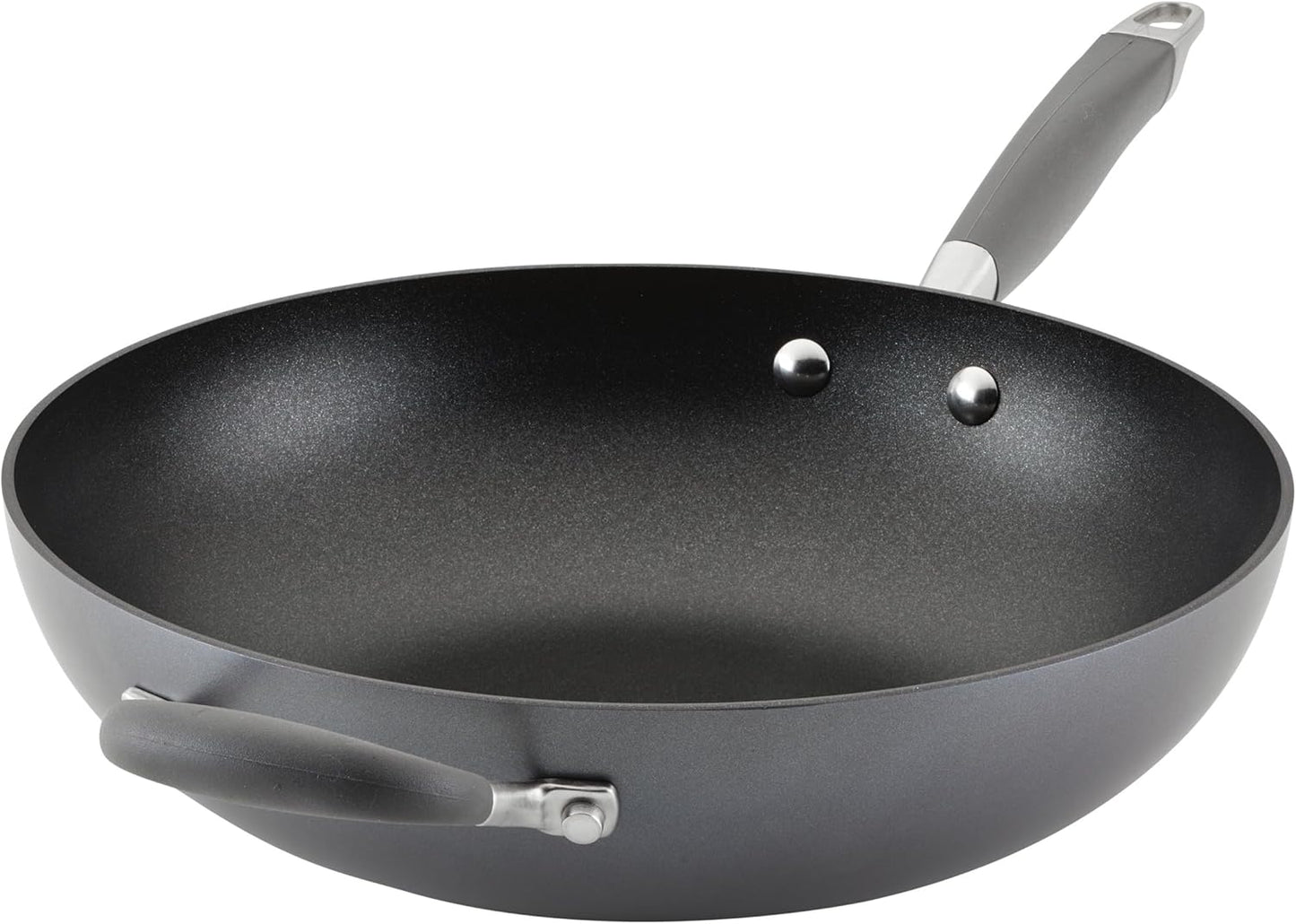 Anolon Advanced Home Hard Anodized Nonstick Pan, Stir Fry w/Helper Handle (12"), Moonstone