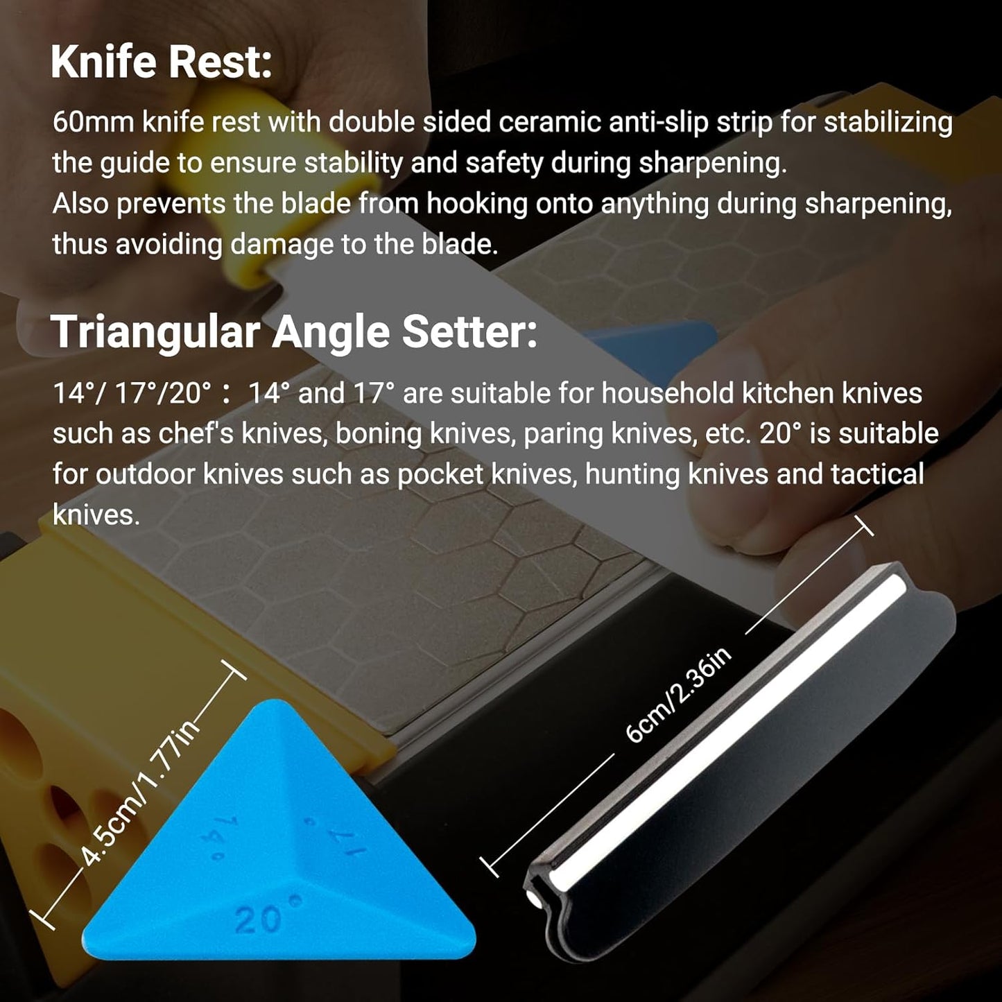 TOOMAYS Sharpening Stone 3 Side Grit 400/1000/8000, Premium Industrial Diamond & Ceramic, Knife Sharpener Stone with Triangle Locator, Angle Guide and Non-Slip Base (3 Side Grit 400/1000/8000)
