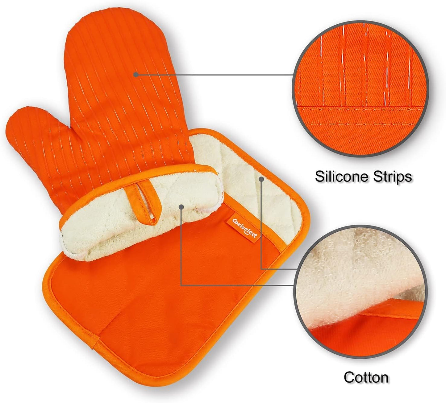 Oven Mitts Orange, Orange Oven Mitts and Pot Holders Set, Heat Resistant Oven Mit Gloves Hot Pads for Kitchen Cooking Grill, 4 Piece Set