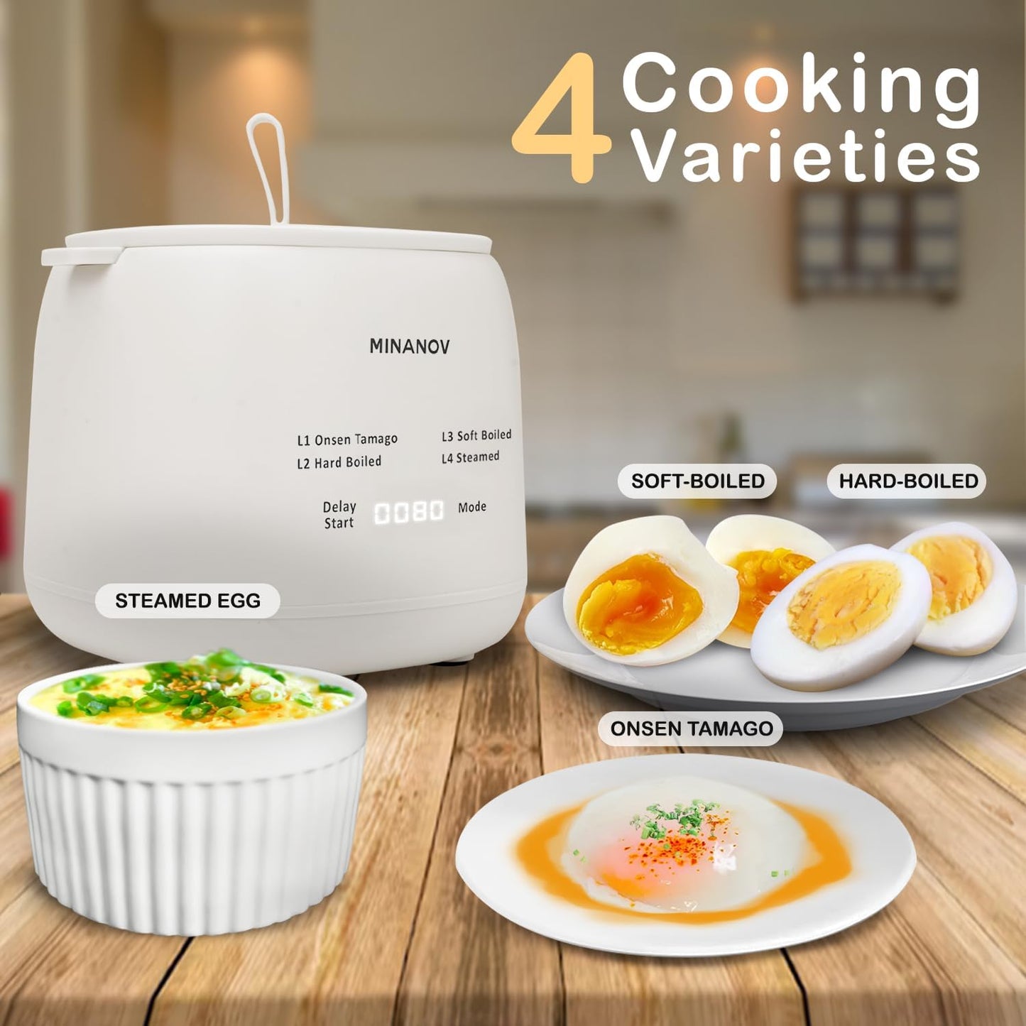 Egg Maker - Electric Egg Cooker with Auto Shut Off and Alarm- Egg Maker Machine for Hard Boiled, Soft Boiled, Steamed Eggs, Onsen Tamago - Smart Egg Cooker for Home,Kitchen, RV,Camping