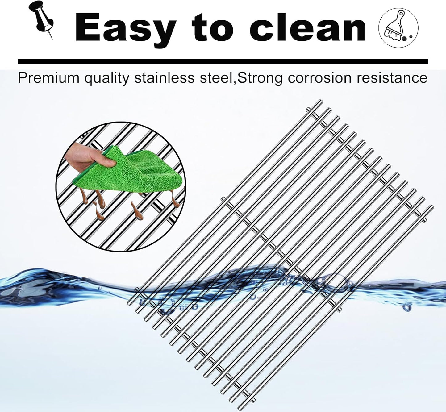 Grill Grates Parts for Weber Genesis II E-410, Weber Grill Parts Genesis 2 S-410, E/S-415, E/S-435, LX E/S-440, 66089, 66097, Flavorizer Bars Grids BBQ Grill Replacement Accessories 18 Inch