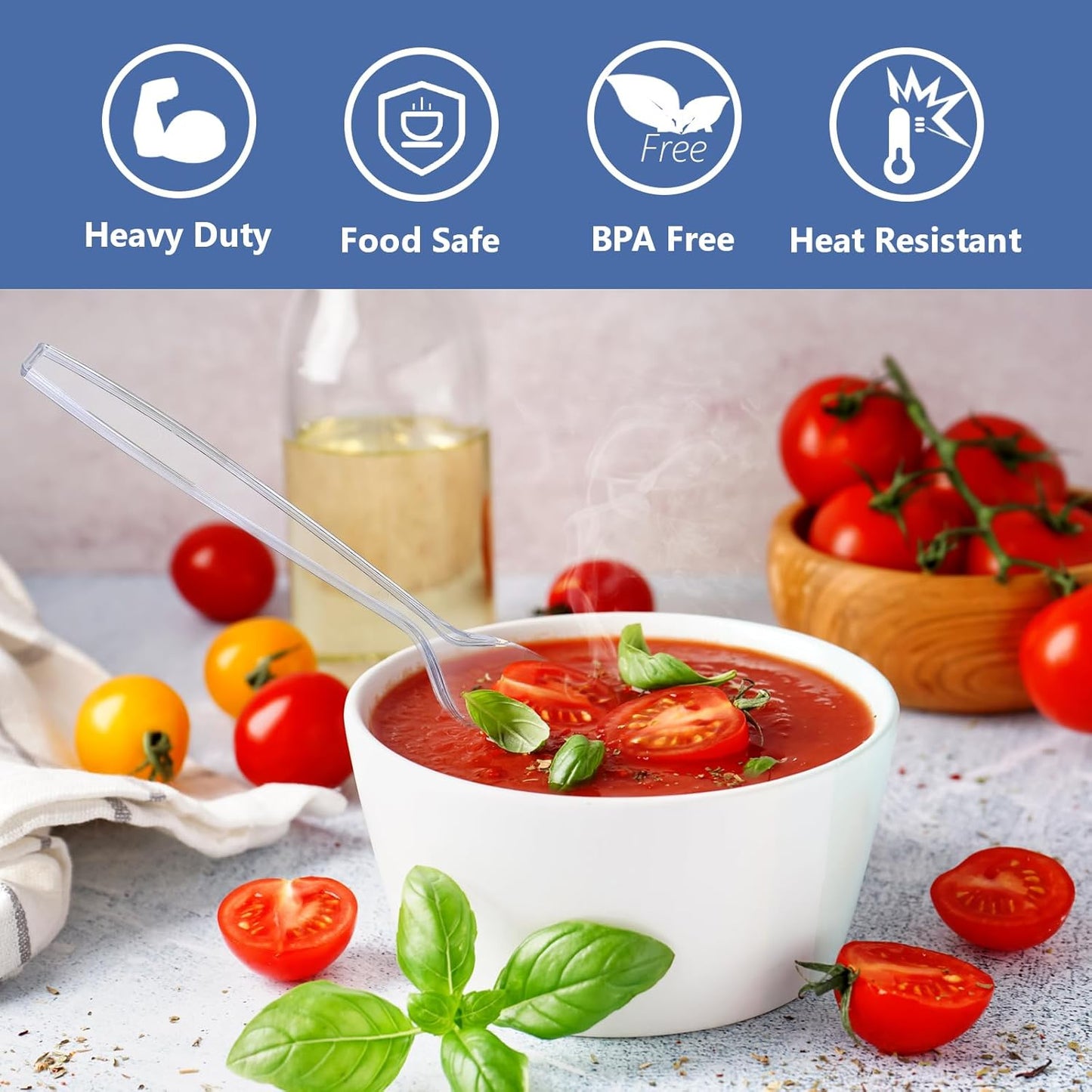 SACATR 360 Count Clear Plastic Spoons Disposable, Premium Plastic Spoons Heavy Duty, BPA-Free, Heat Resistant, Suitable for Parties, Events and Everyday Use