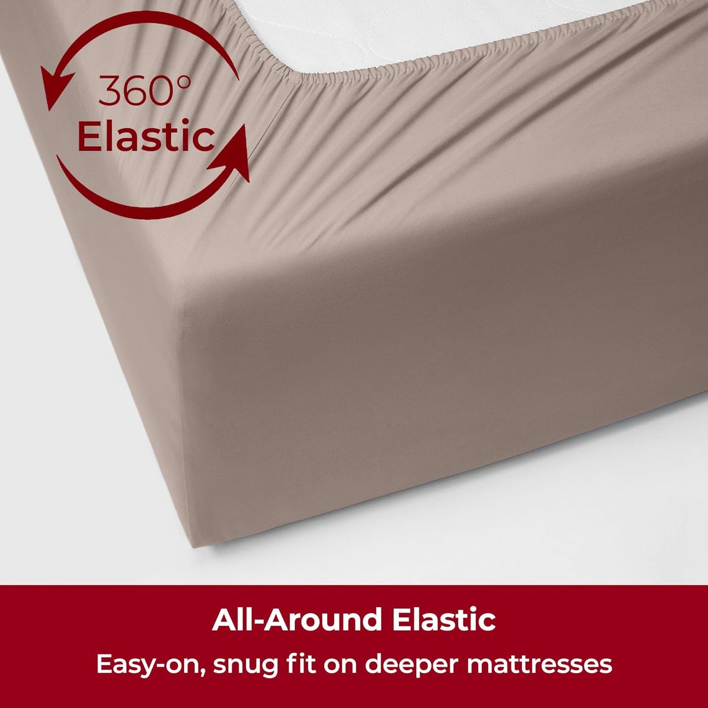 Mellanni Extra Deep Full Sheets - 4 PC Iconic Collection Bedding - Hotel Luxury, Ultra Soft, Cooling Bed Sheets - Wrinkle, Fade, Stain Resistant (Full, Tan)