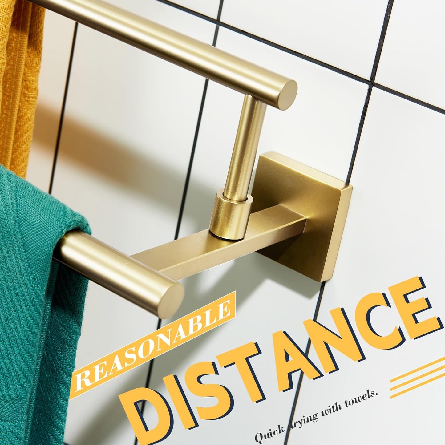 KOKOSIRI Bath Towel Bars 36-Inch Double Towel Rails Overlength Bathroom Racks for Cabinet Kitchen Brushed Gold Stainless Steel B5009BG-L36