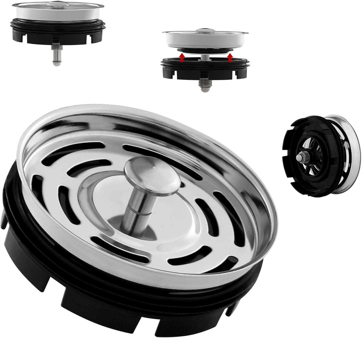 CLEESINK Kitchen Sink Strainer and Stopper Combo for Standard 3-3/8 Inch Drain