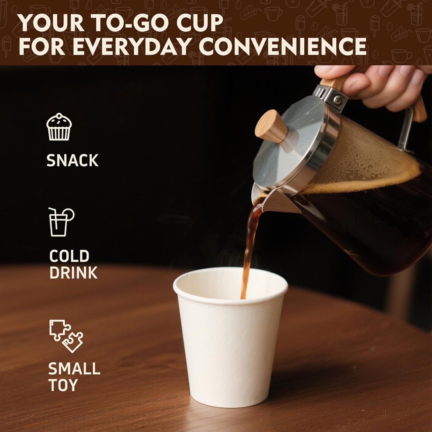 YEEHAW 12 oz 500 Pack Disposable Paper Coffee Cups, Bulk White Hot to Go Cups for Hot Coffee, Hot Liquid, Chocolate, Juice, Hot Beverage Drinkings, Ideal for Cafes, Bistros, Office and Family