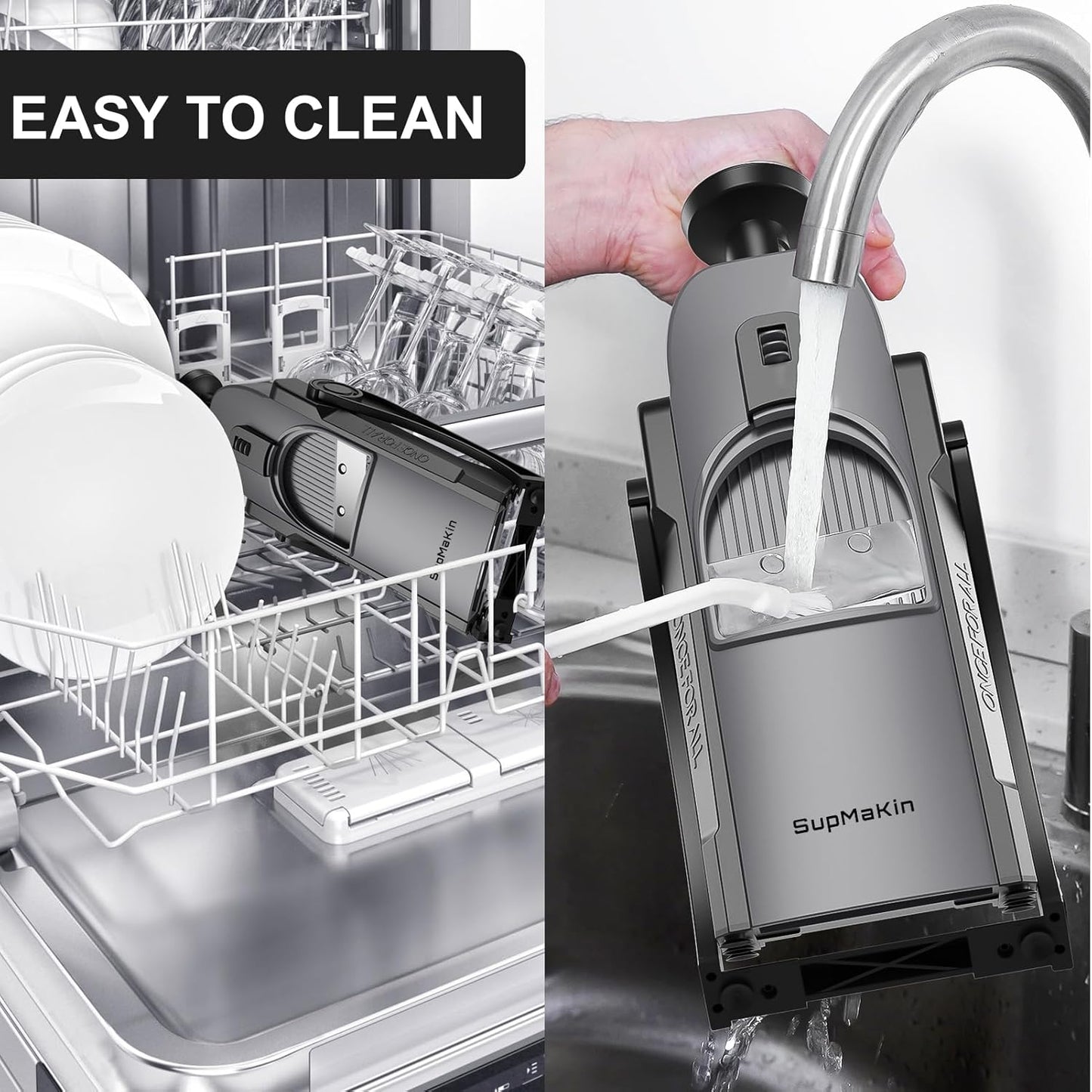 SupMaKin Safe Mandoline Slicer for Kitchen, Potato Slicer for Chips, Vegetable & Food Cutter,Thickness Adjustable 0.1-8 mm, Kitchen Faster Slice Artifact (Only Slicer)