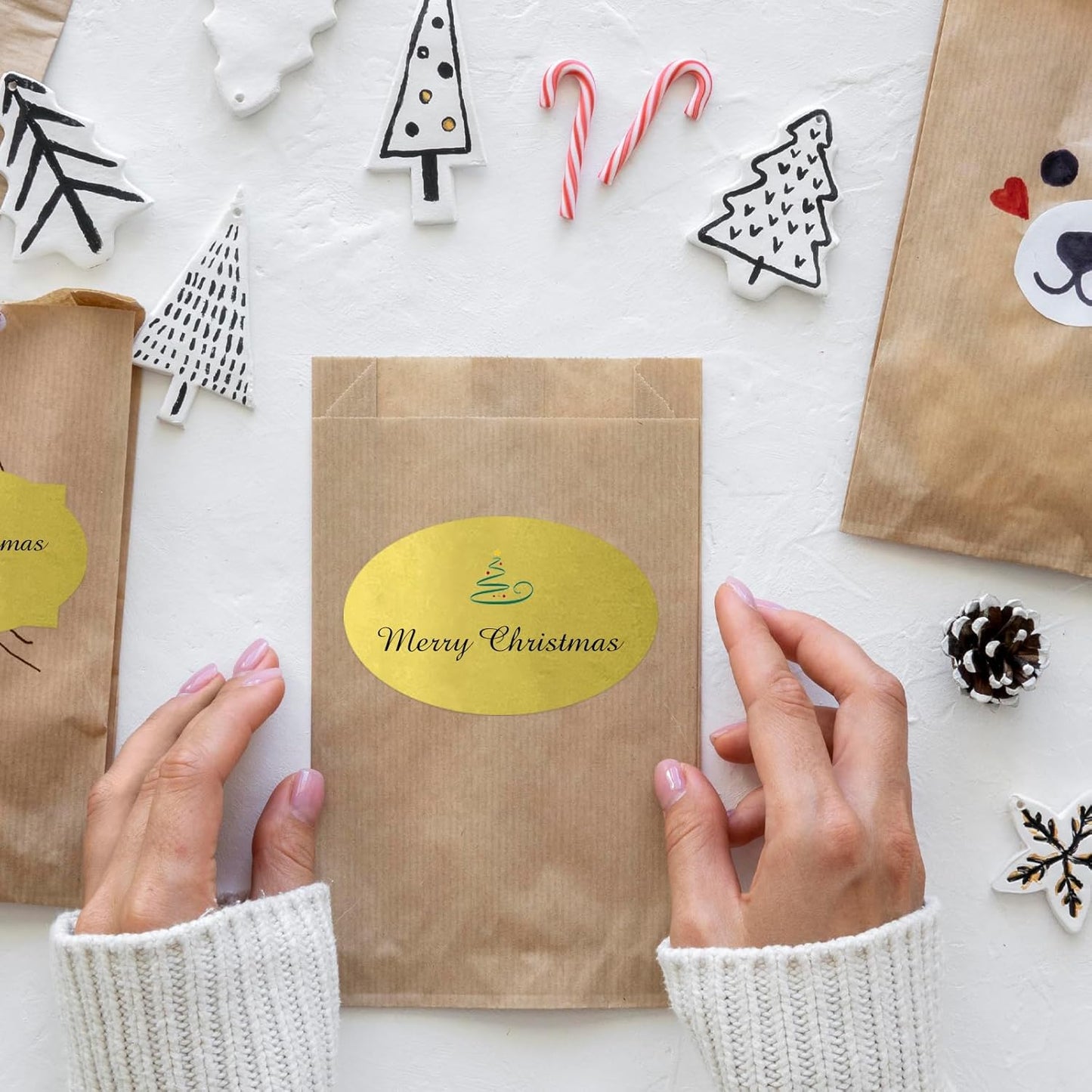 Gold Labels - 250 PCS 3" x 2" Fancy Shape Stickers for Storage Box or Food Jars