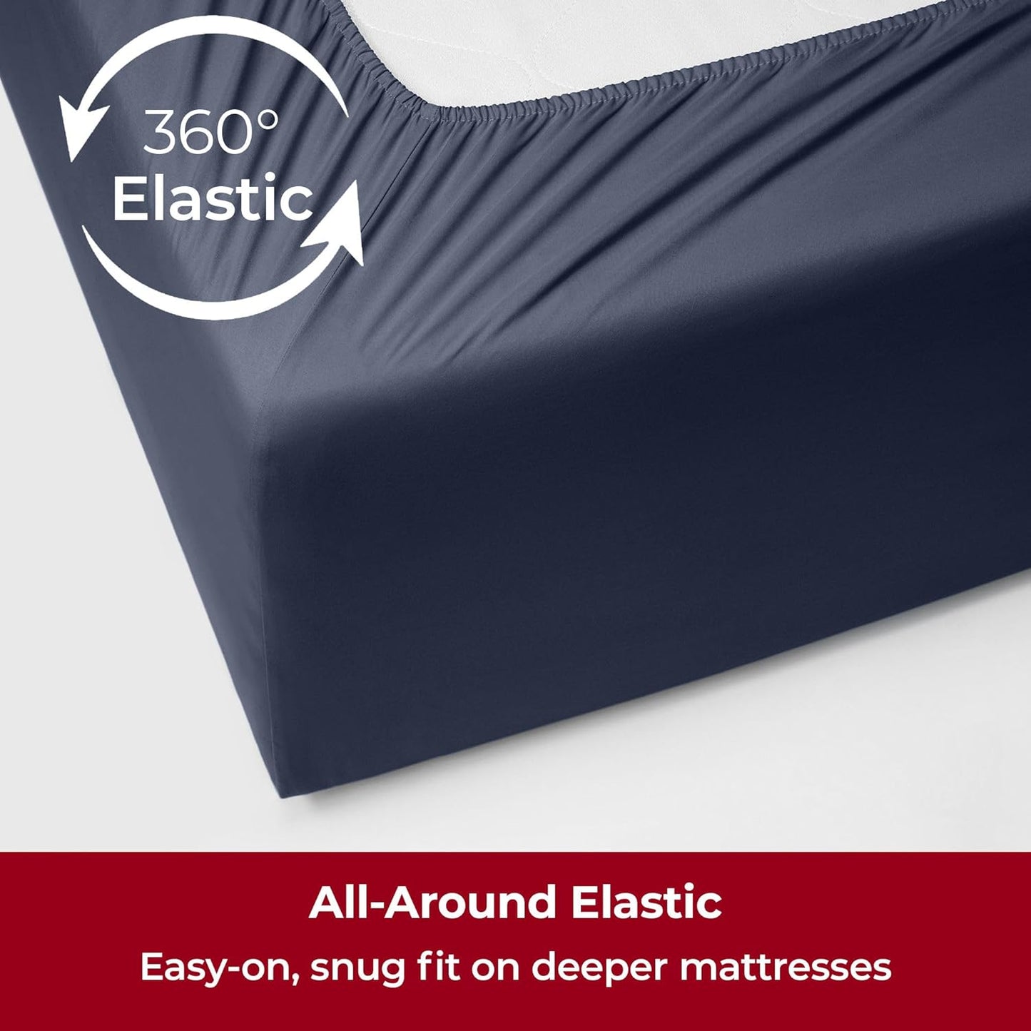 Mellanni Extra Deep Twin XL Sheets - 3 PC Iconic Collection Bedding - Hotel Luxury, Ultra Soft, Cooling Bed Sheets - Wrinkle, Fade, Stain Resistant (Twin Extra Long, Navy Blue)