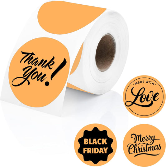 Perco Orange 2-Inch Perforated Circle Dot Thermal Sticker Labels — 300 Stickers/Roll, Direct Thermal Printer Compatible—with Permanent Adhesive for Organizing, Color Coding, Bin Labeling—Made in USA