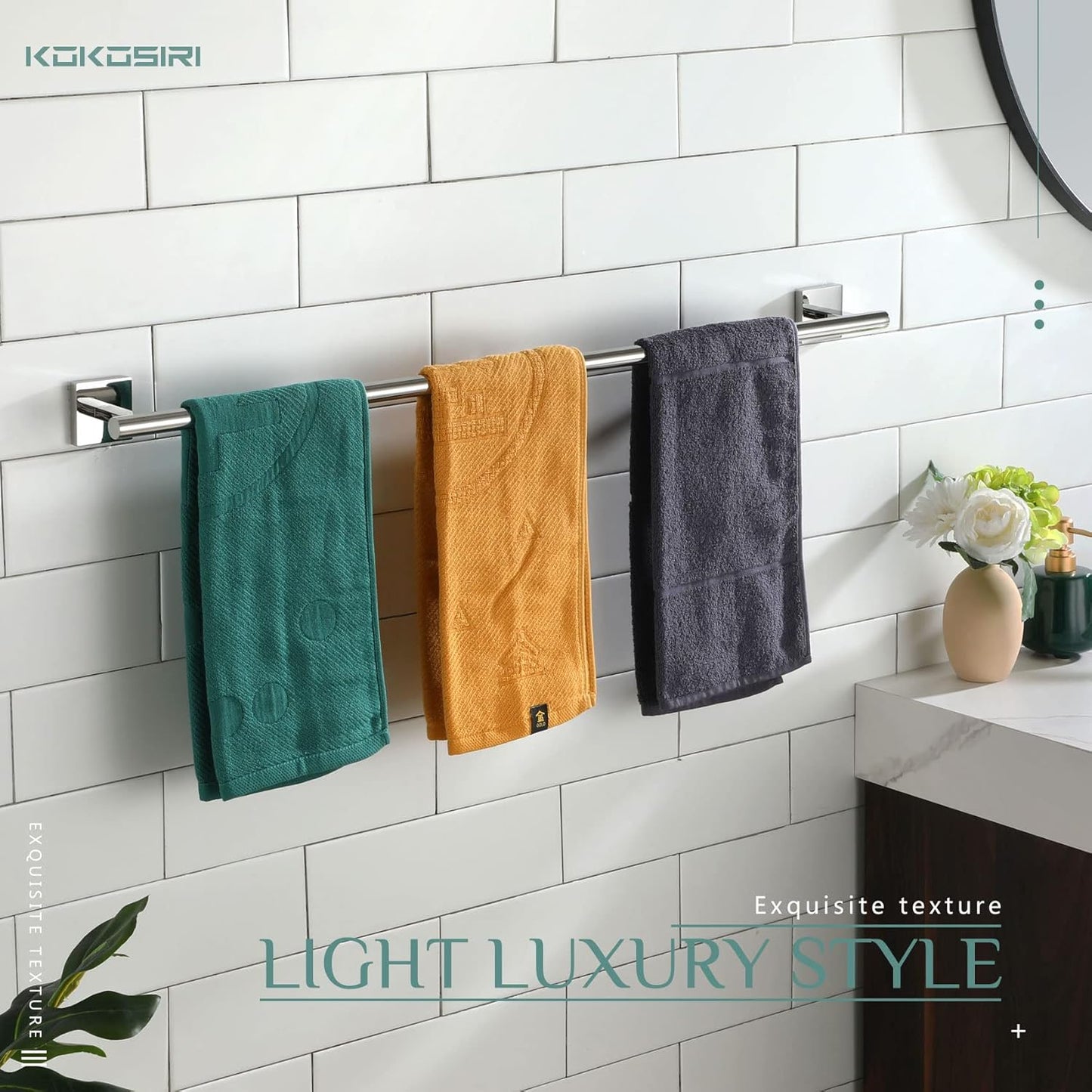 KOKOSIRI 32'' Towel Bar Bathroom Towel Holder for Bath Kitchen Toilet 32 Inch Necklace Holder Chrome Stainless Steel B4005CH-L32