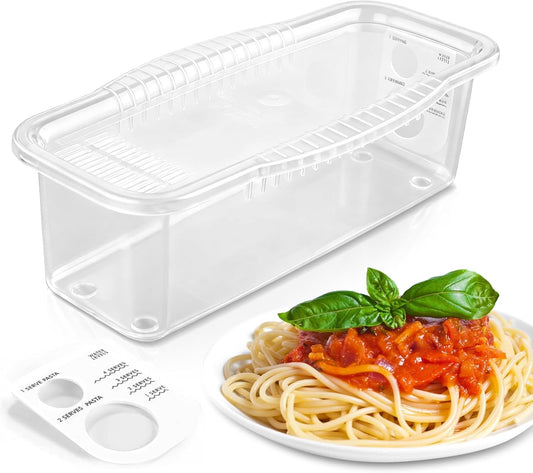 Microwave Pasta Pot with Strainer Lid & Measuring Cup Clip Quickly Cook 1-4 Servings-No Mess, Sticking or Waiting For Boil, Pasta Cooker in Microwave for Dorm Kitchen Office College Essential