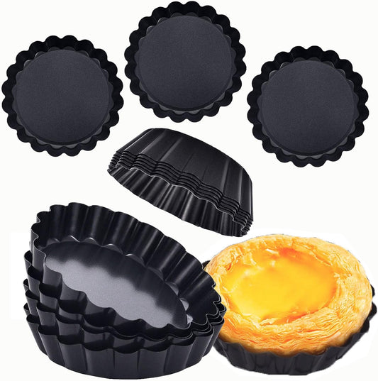 Mini Tart Pans 4 Inch with Removable Bottom, Nonstick Quiche Pan Fluted Carbon Steel Pie Tart Pans for Baking Tartlets, Mousse Cakes, Tart Shells – Set of 7