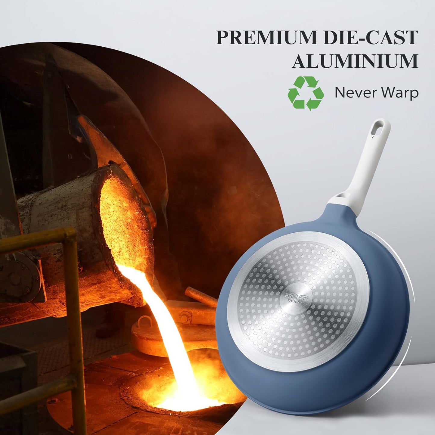 Nonstick Ceramic Frying Pan, Non Toxic Skillet, Healthy Egg & Omelet & Chef's Pan, PTFE PFOA & PFAS Free, Induction Compatible (8-Inch, Blue Gray)