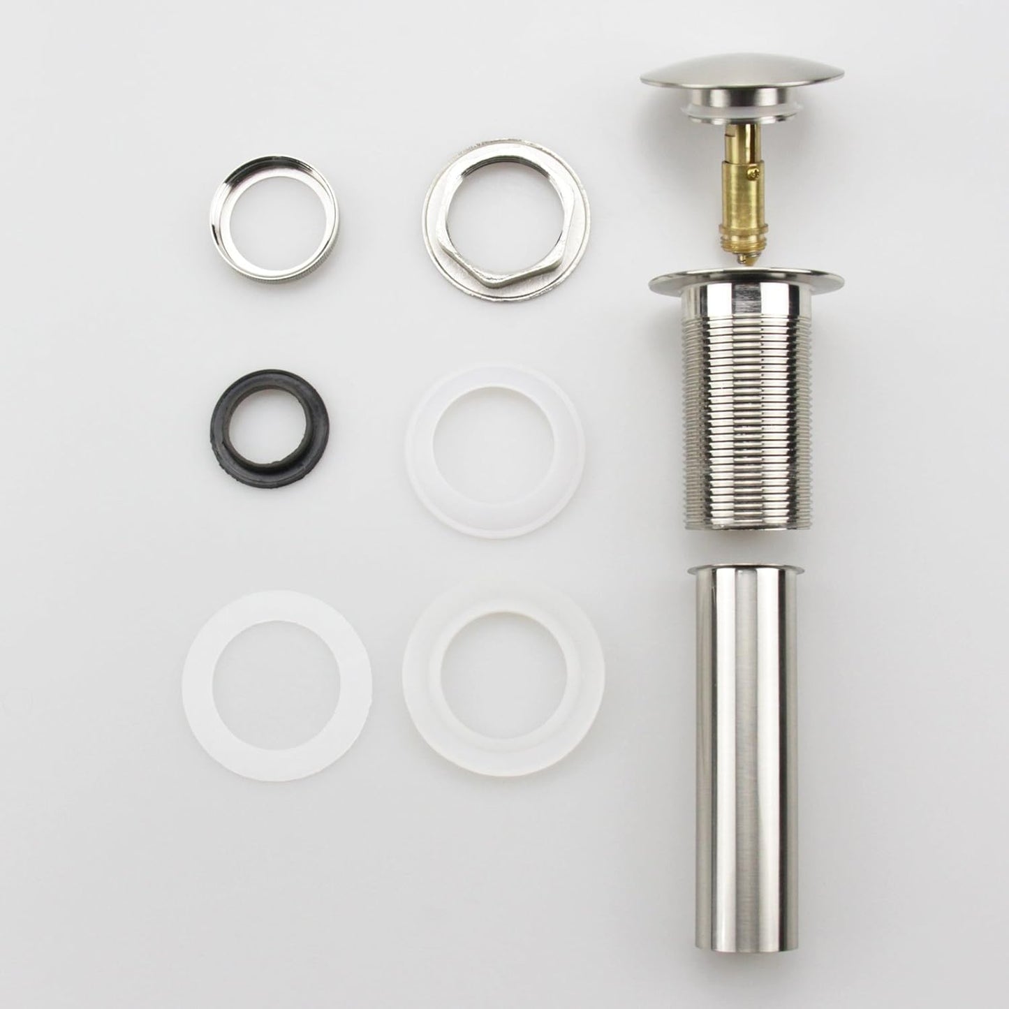 Brushed Nickel Pop Up Sink Drain Without Overflow, Bathroom Faucet Vessel Sink Drain Stopper 1-5/8" Without Overflow Fits 1.25" to 1.5" Drain Holes