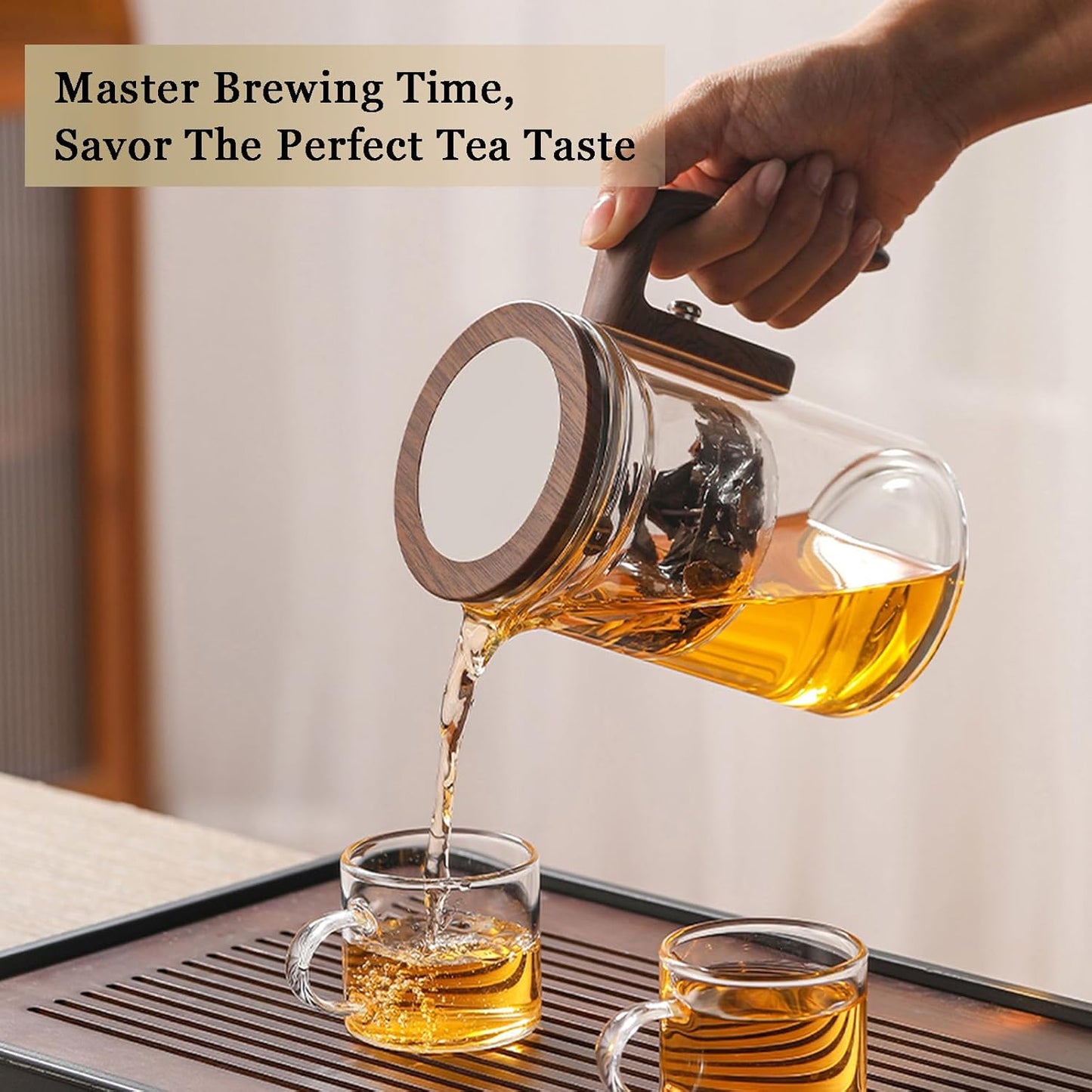 Enchanti Tea Pot - 600ml/20.3oz Witchcraft Magic Glass Teapot, Magnetic Water Separation Design, Borosilicate Infuser Pot with Strainer for Loose Leaf & Herbal Teas, Ideal for Tea Maker