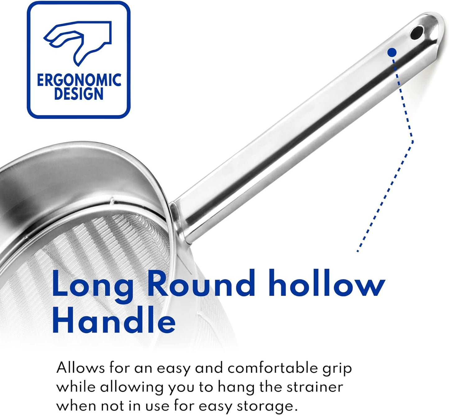 New Star Foodservice 38057 Stainless Steel Reinforced Bouillon Strainer, 10-Inch